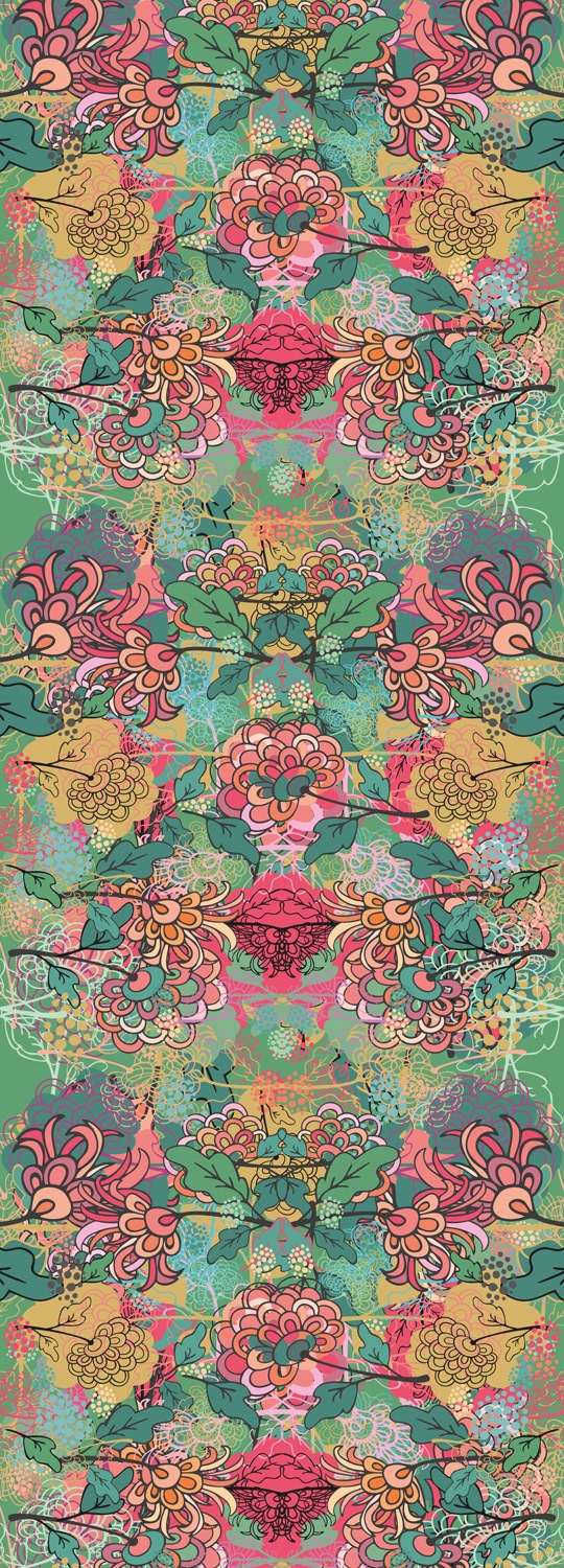 queence Vinyltapete »Florin«, bedruckt-Motiv-botanisch-floral-gemustert-natürlich, 90x250cm, selbstklebend, kinderleichte Anbringung, Sticker