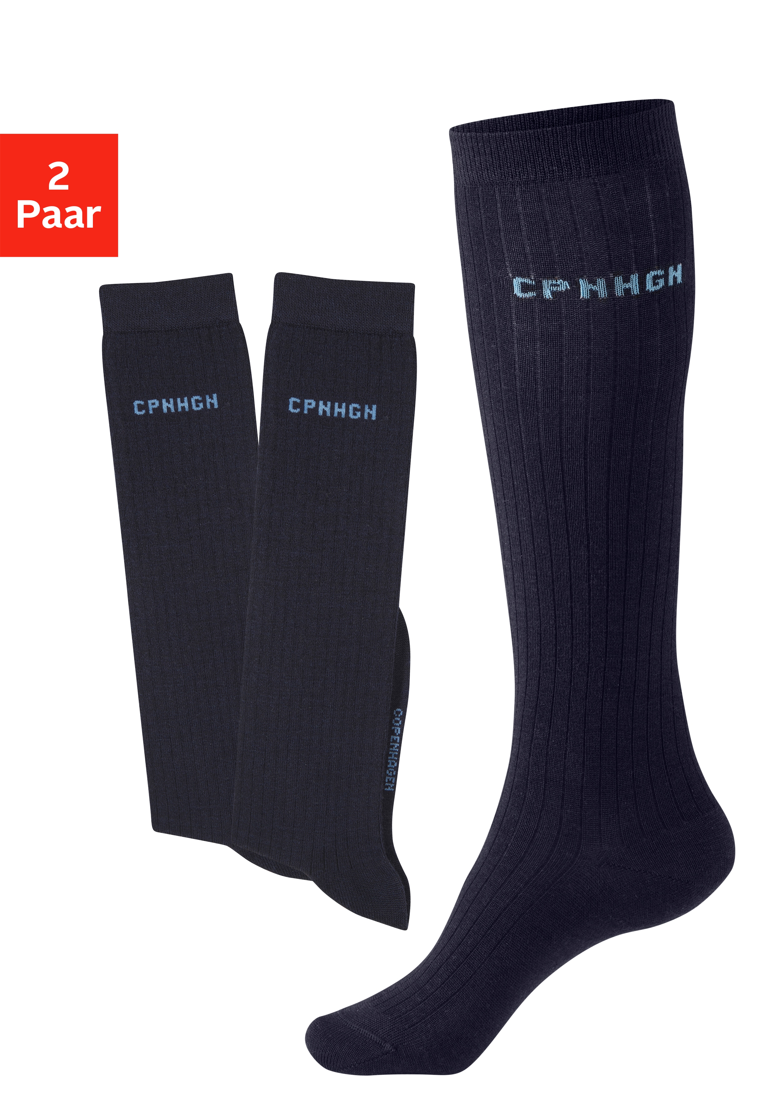 Copenhagen Studios Kniestrümpfe Packung, 2 Paar tlg. mit weicher wärmender Wolle, Größe 39-42