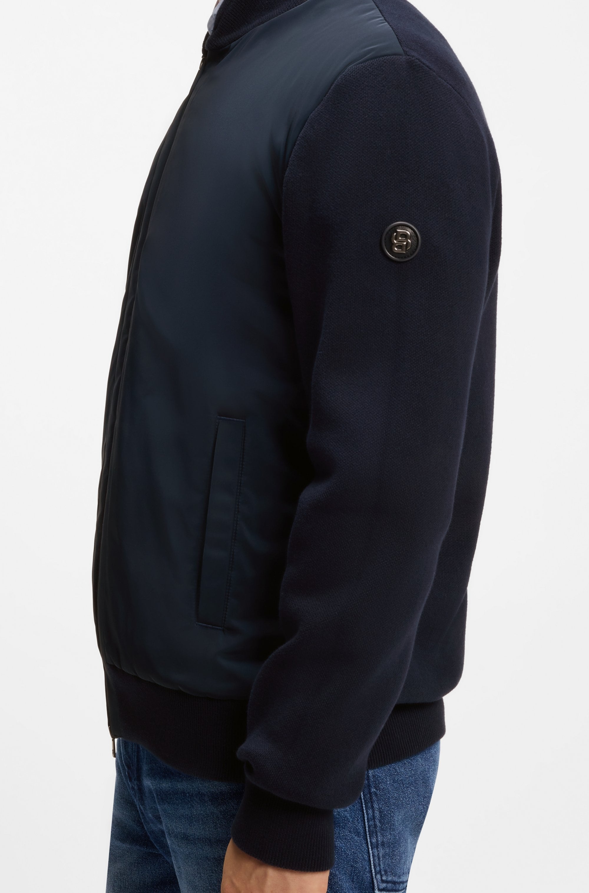 BOSS Hybridjacke »C Levaio« Rippstrickkragen, Regular Fit, 2-Wege-Zipper