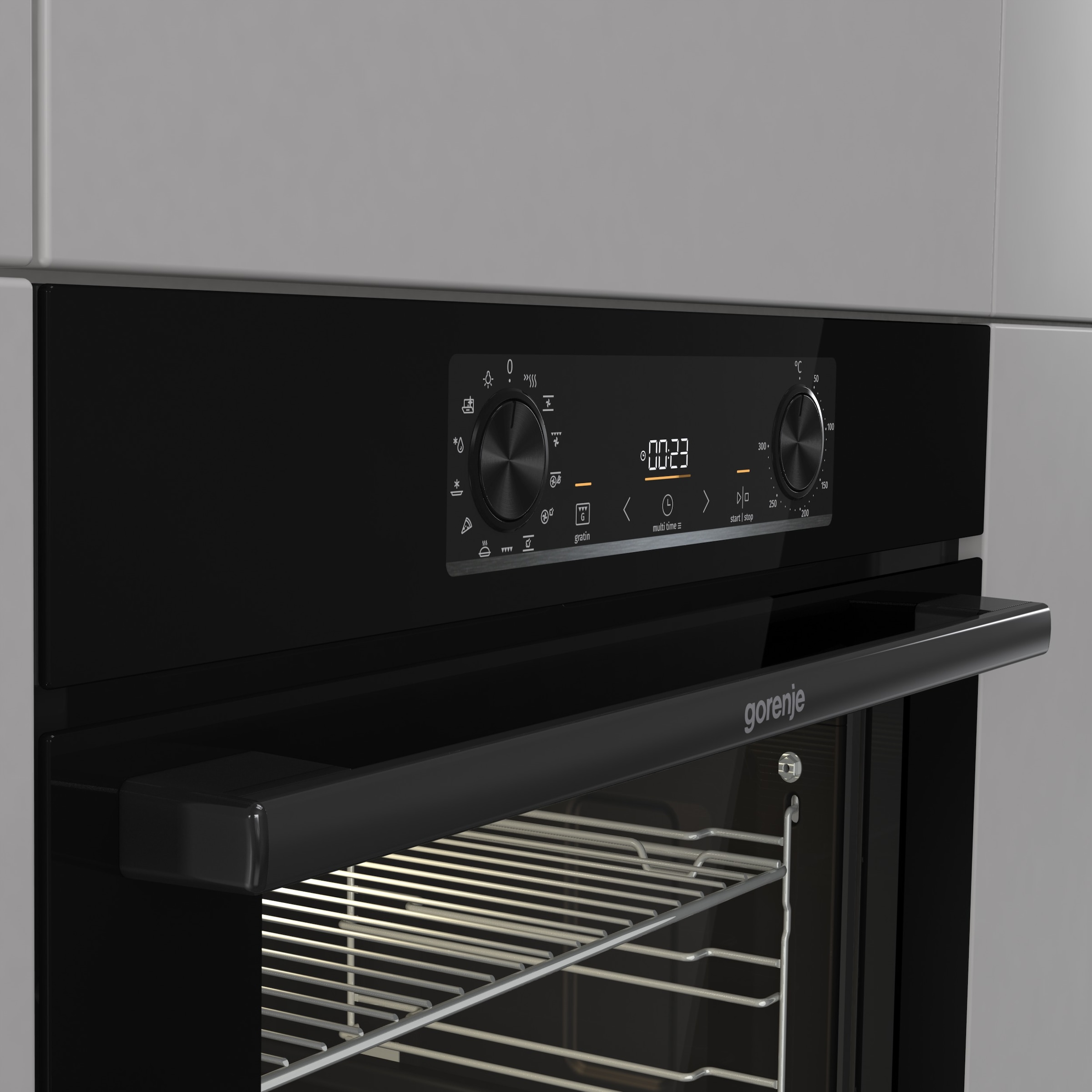 GORENJE Backofen-Set »BOS6737E13BGOT« mit 1-fach-Teleskopauszug Aqua Clean Set,  Pizzafunktion mit 300 °C – perfekt für Pizza, Focaccia und mehr!