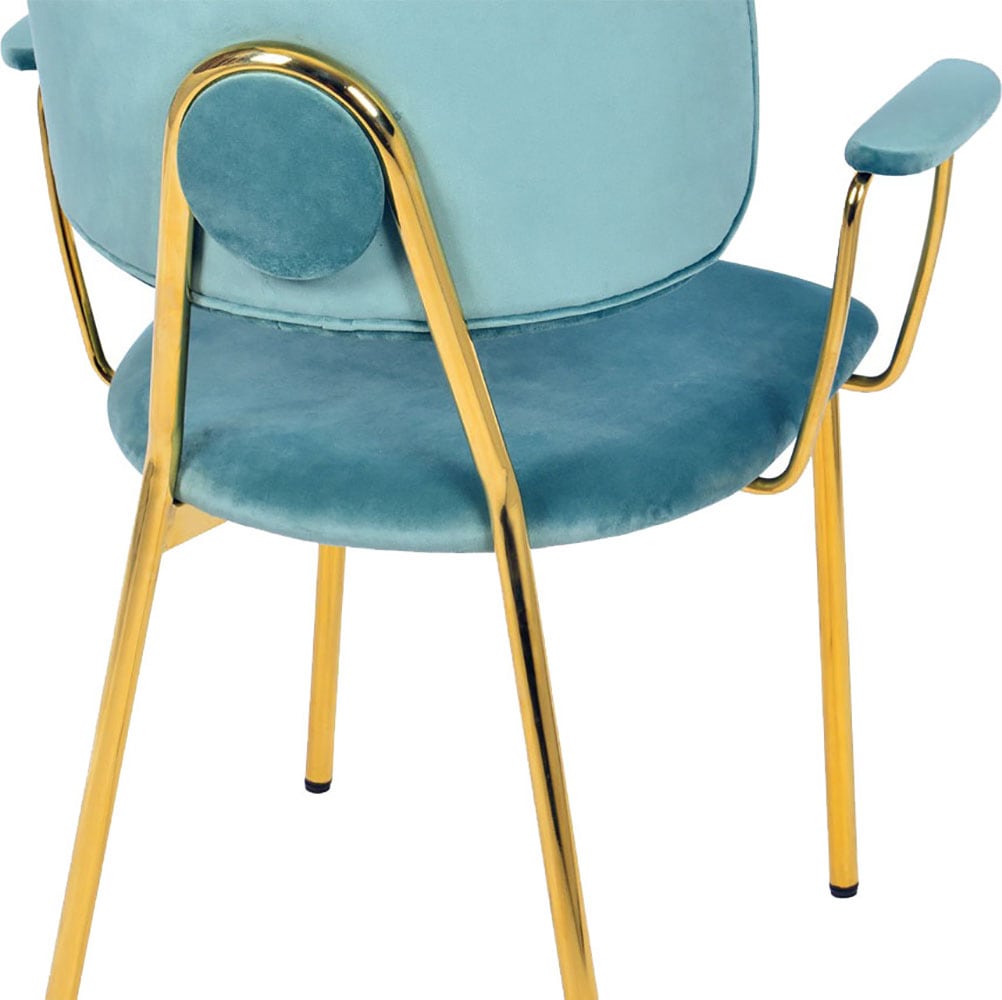 Kayoom Polsterstuhl »Stuhl Giselle 225 2er-Set, Gestell aus Edelstahl«, (Set), 2 St., mit Armlehnen, goldenes Gestell aus Edelstahl, Samtbezug, Ziernähte