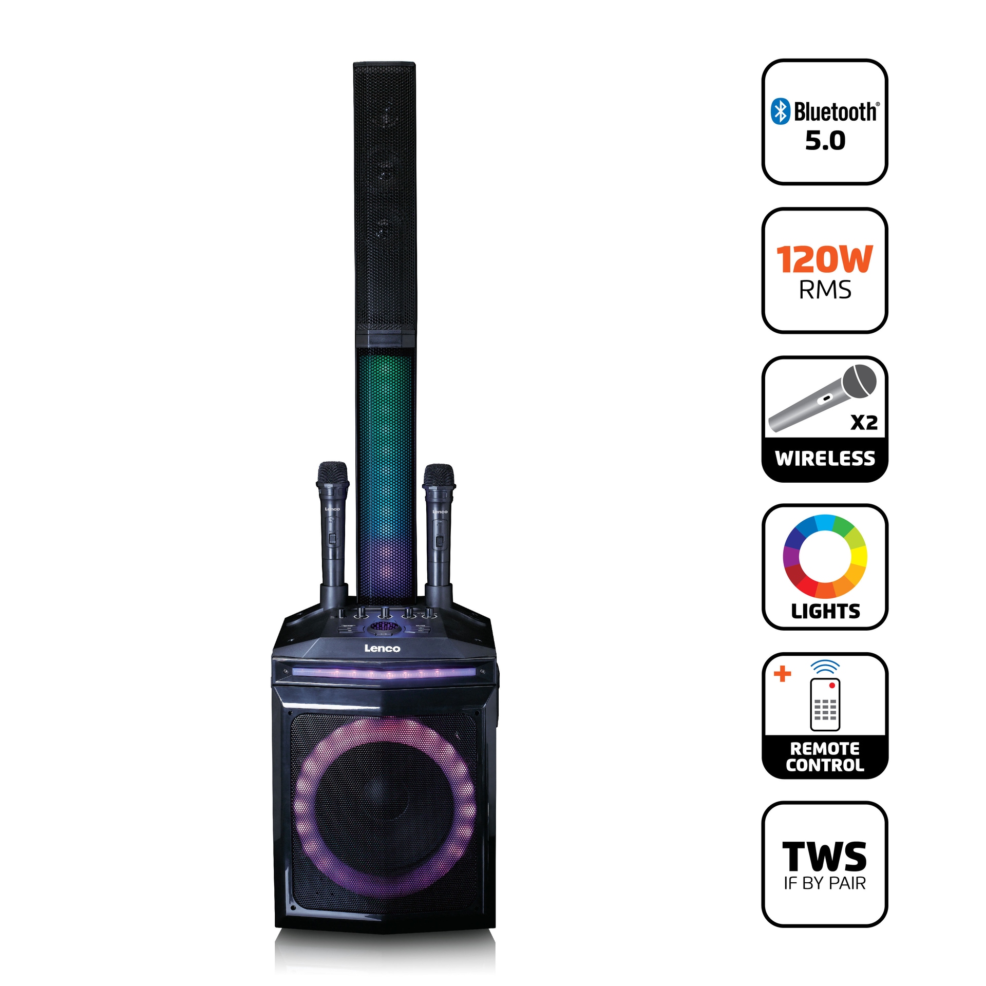Lenco Party-Lautsprecher »PA-220BK PA-Anlage mit abnehmbarem Hochtöner«, (1  St.) jetzt im OTTO Online Shop