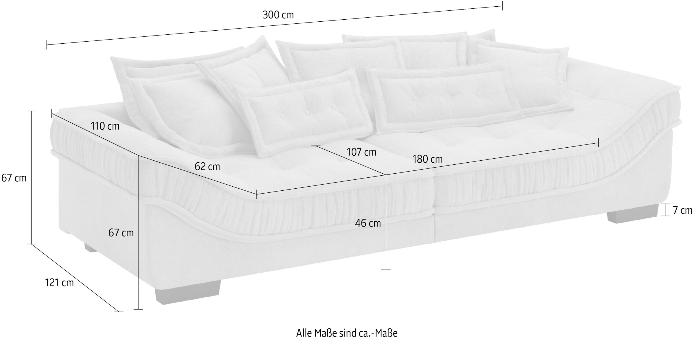 Mr. Couch Big-Sofa »Diwan II DuraFlex«, DuraFlex-Kaltschaumpolsterung, bis 140 kg, 4 Bezugsqualitäten