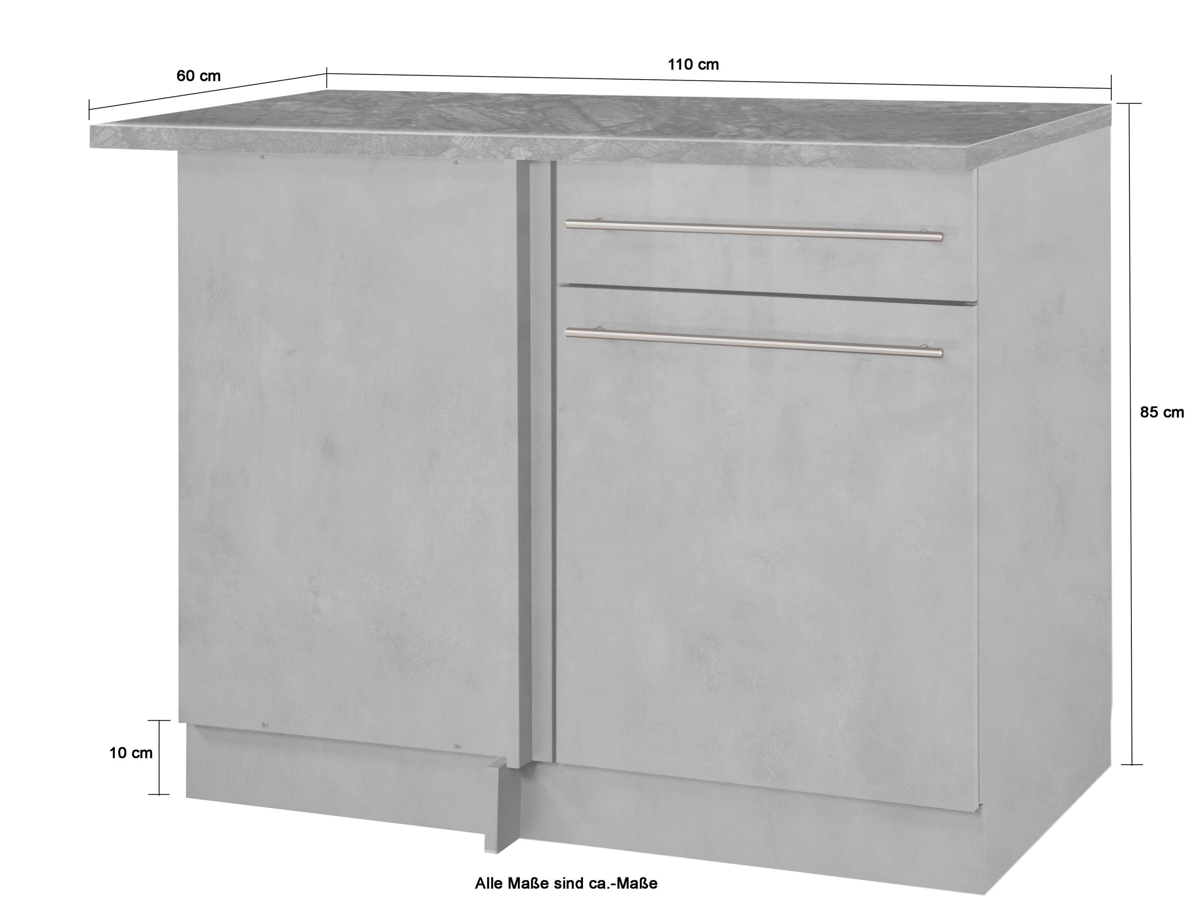wiho Küchen Eckunterschrank »Chicago«, 110 cm breit, für eine optimale Raumnutzung