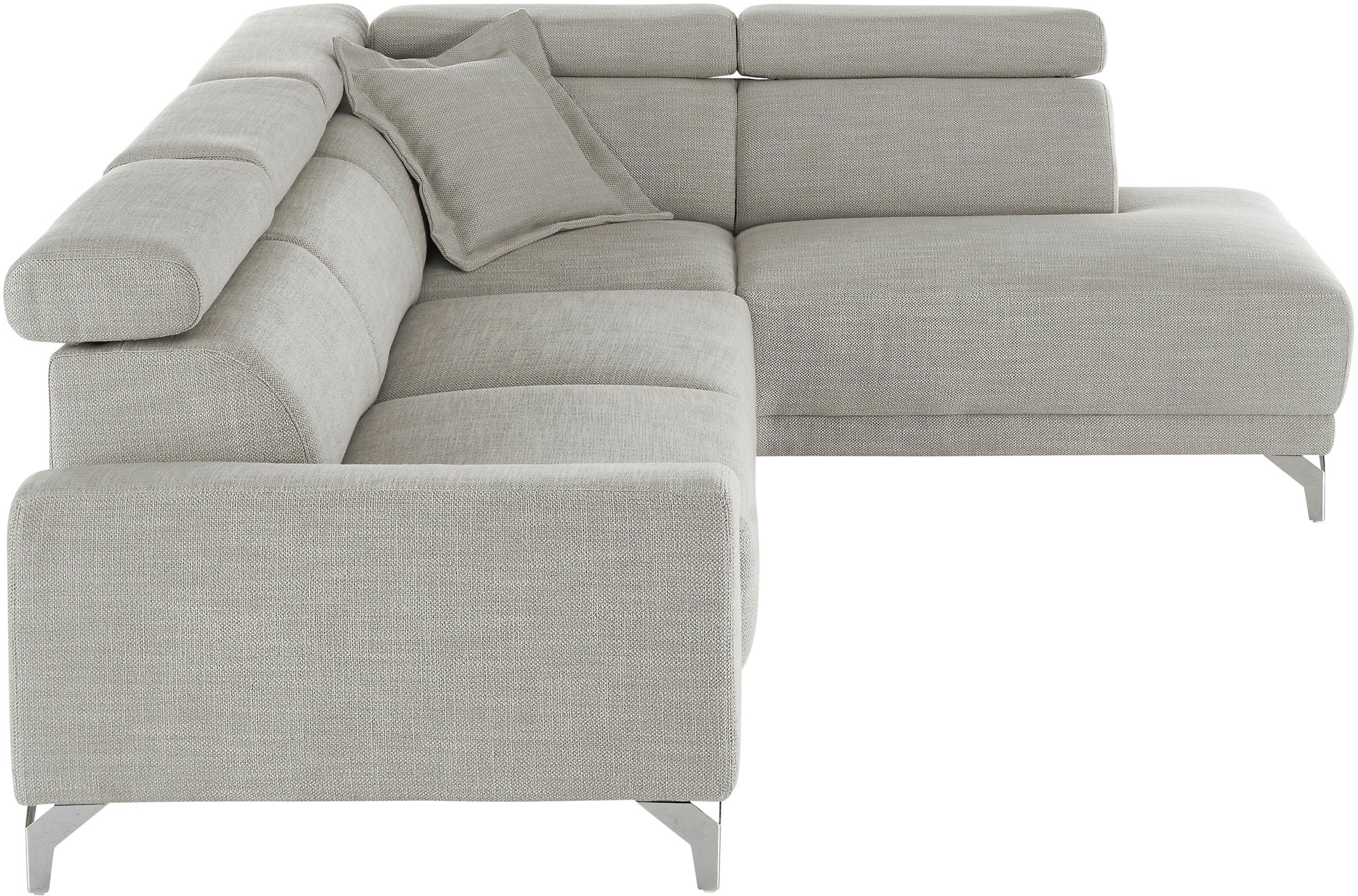 3C Candy Ecksofa »Greve Sofa immer mit manuelle Kopfteilverstellungen, modern, elegant«, wahlweise motorischer Sitzvorzug, bequem und zeitlos, L-Form