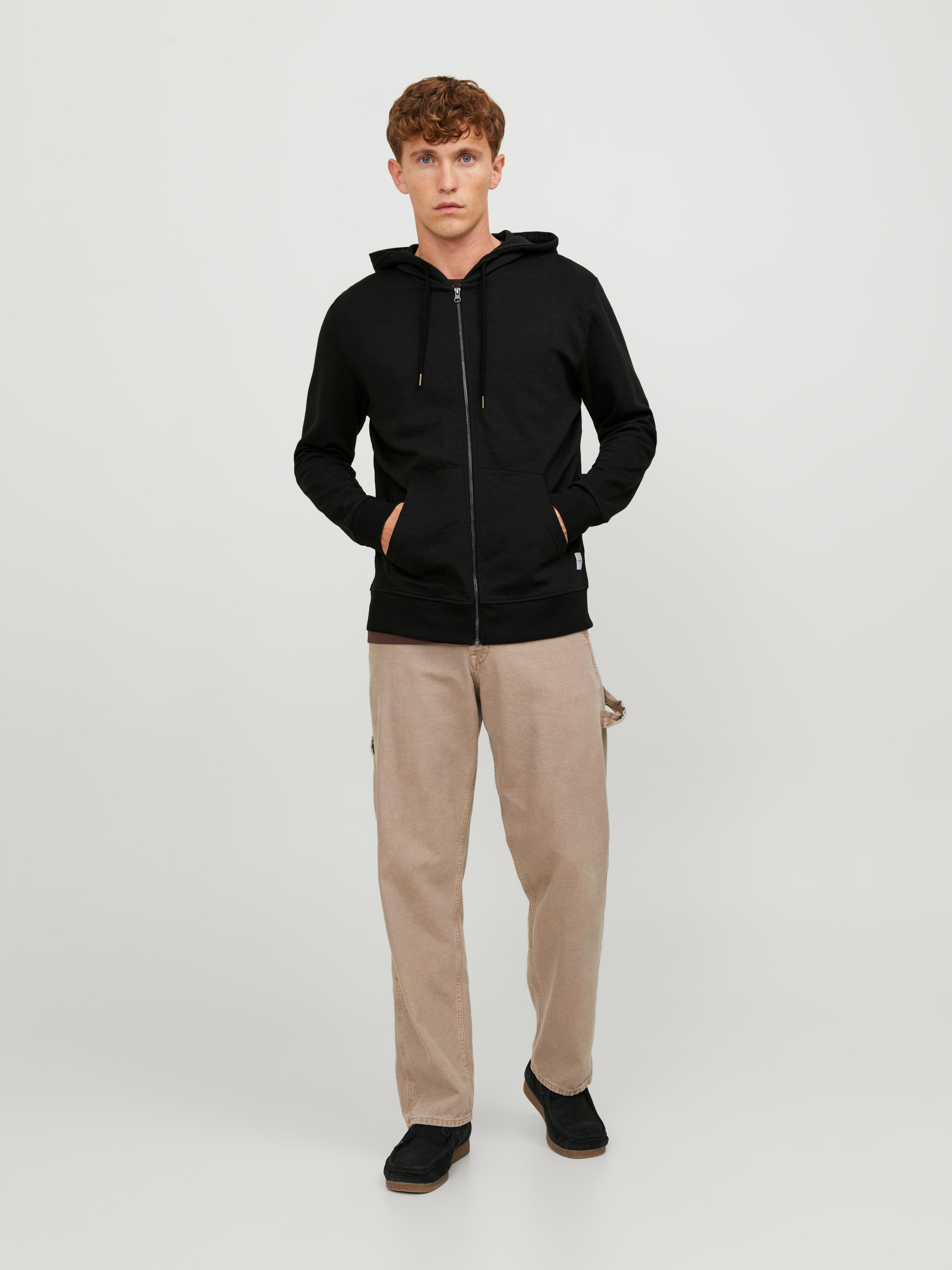 Jack & Jones Kapuzensweatjacke »JJEBASIC Hoodie mit Rippbündchen und angenehmem Tragegefühl« unifarben, modisch, regular fit, Baumwollmischung, Rundhals
