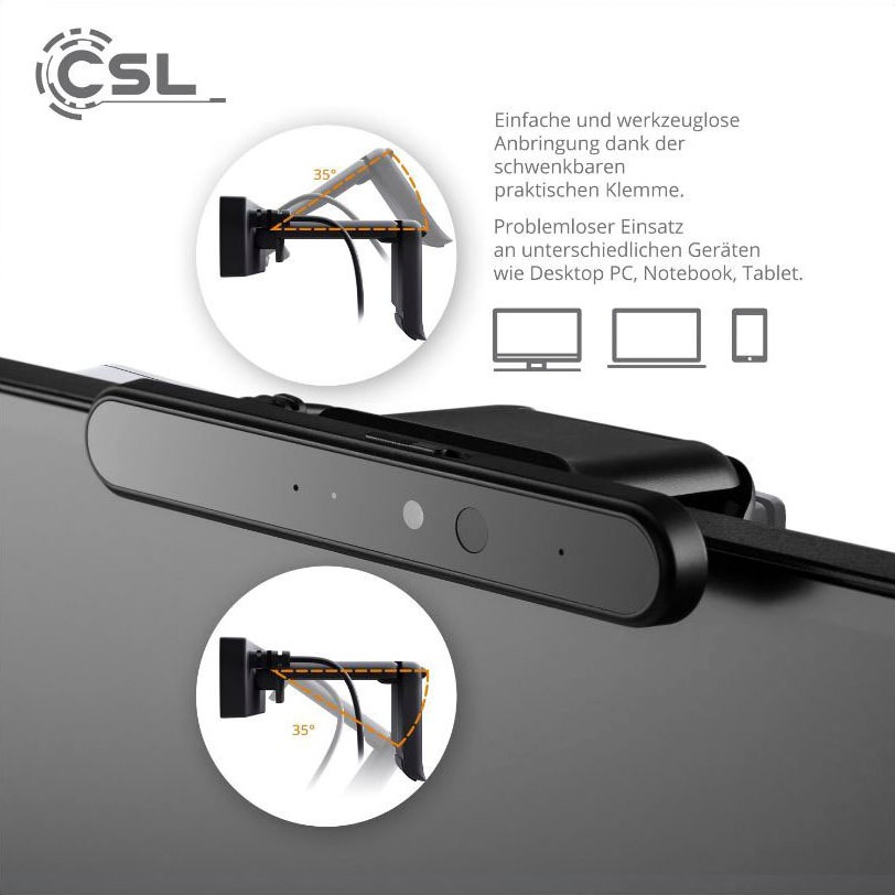 CSL Webcam »Hello DX5 IR-Tiefenkamera WebCam«, Full HD, IrDA (Infrarot)