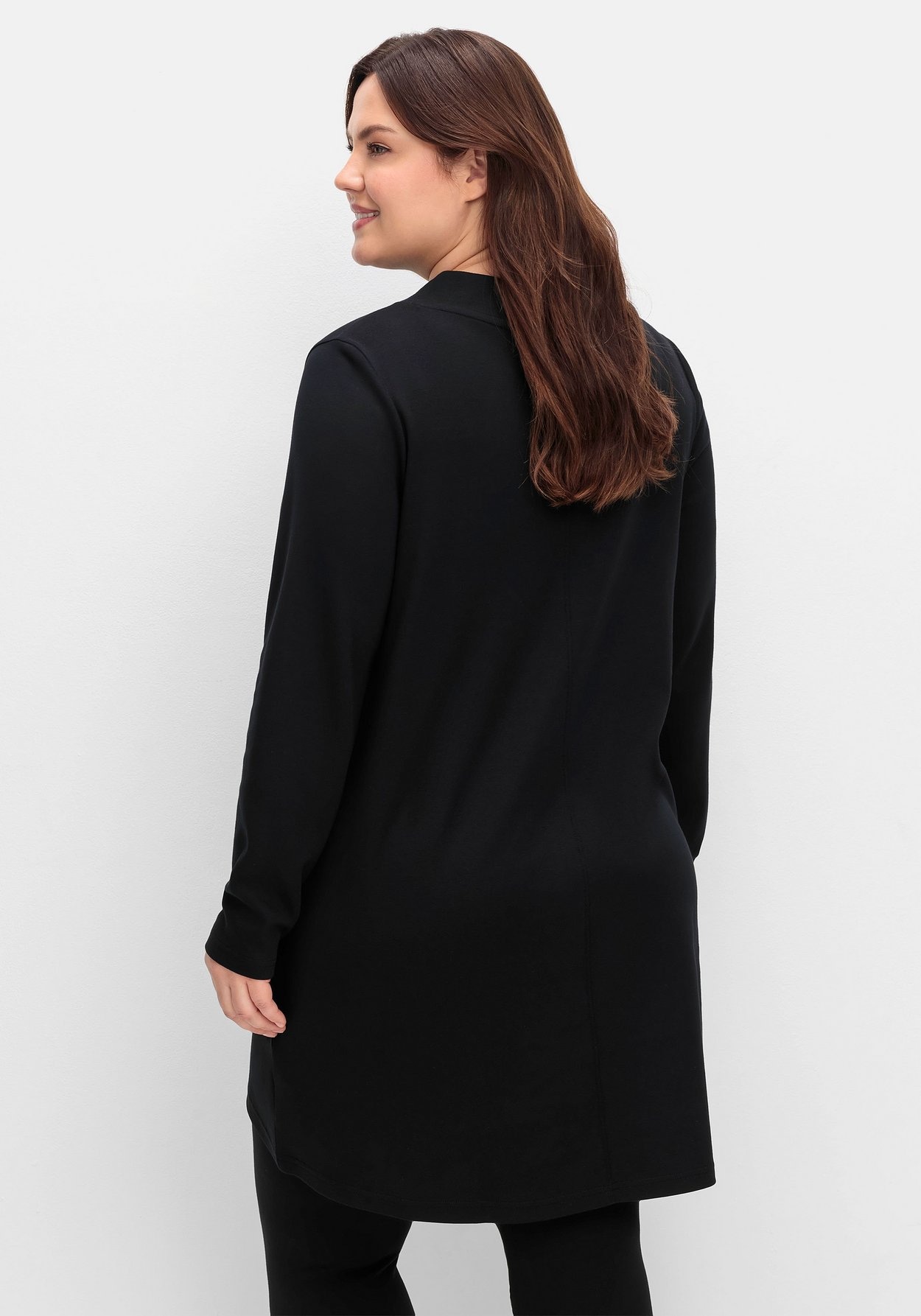 Sheego Sweatshirt »Longshirt aus Interlock, im Vokuhila-Schnitt«, aus Interlock, im Vokuhila-Schnitt