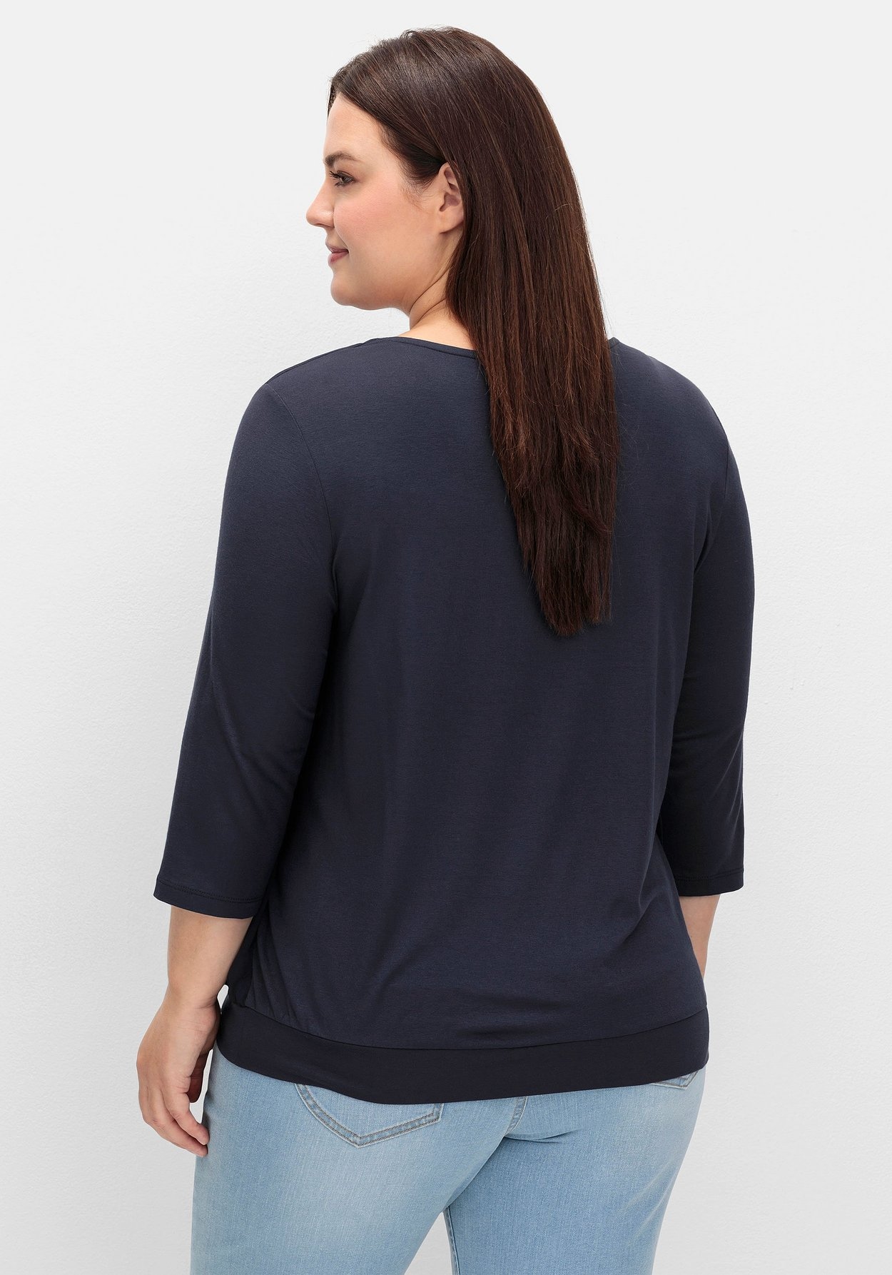 Sheego Blusenshirt »Blusenshirt mit Chiffon-Body und 3/4-Ärmeln«