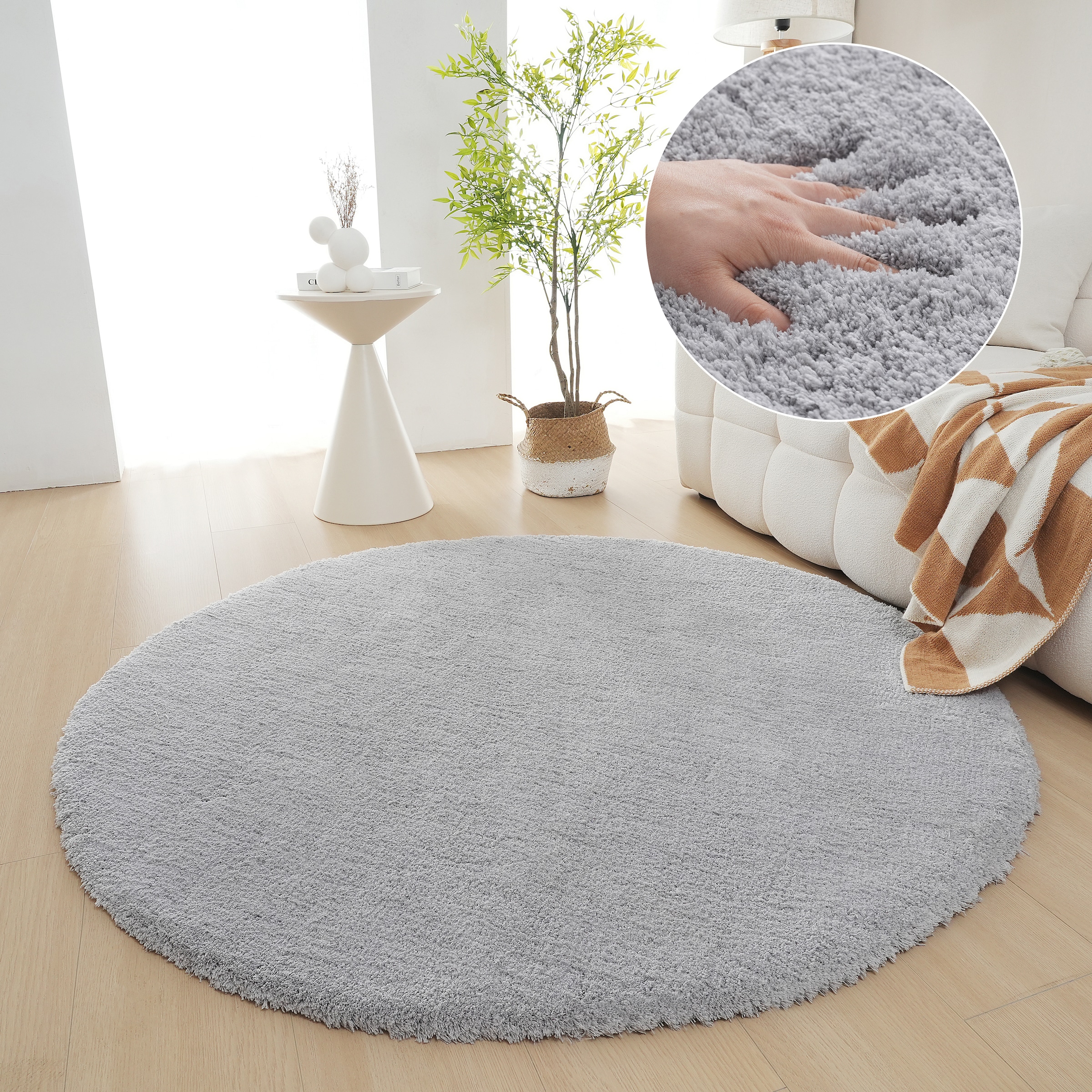 my home Hochflor-Teppich »Microfaser Teppich Magong, besonders weich, sehr feiner Flor«, rund, 25 mm Höhe, unifarben, weiche Teppiche, Wohnzimmer, Schlafzimmer, Kinderzimmer