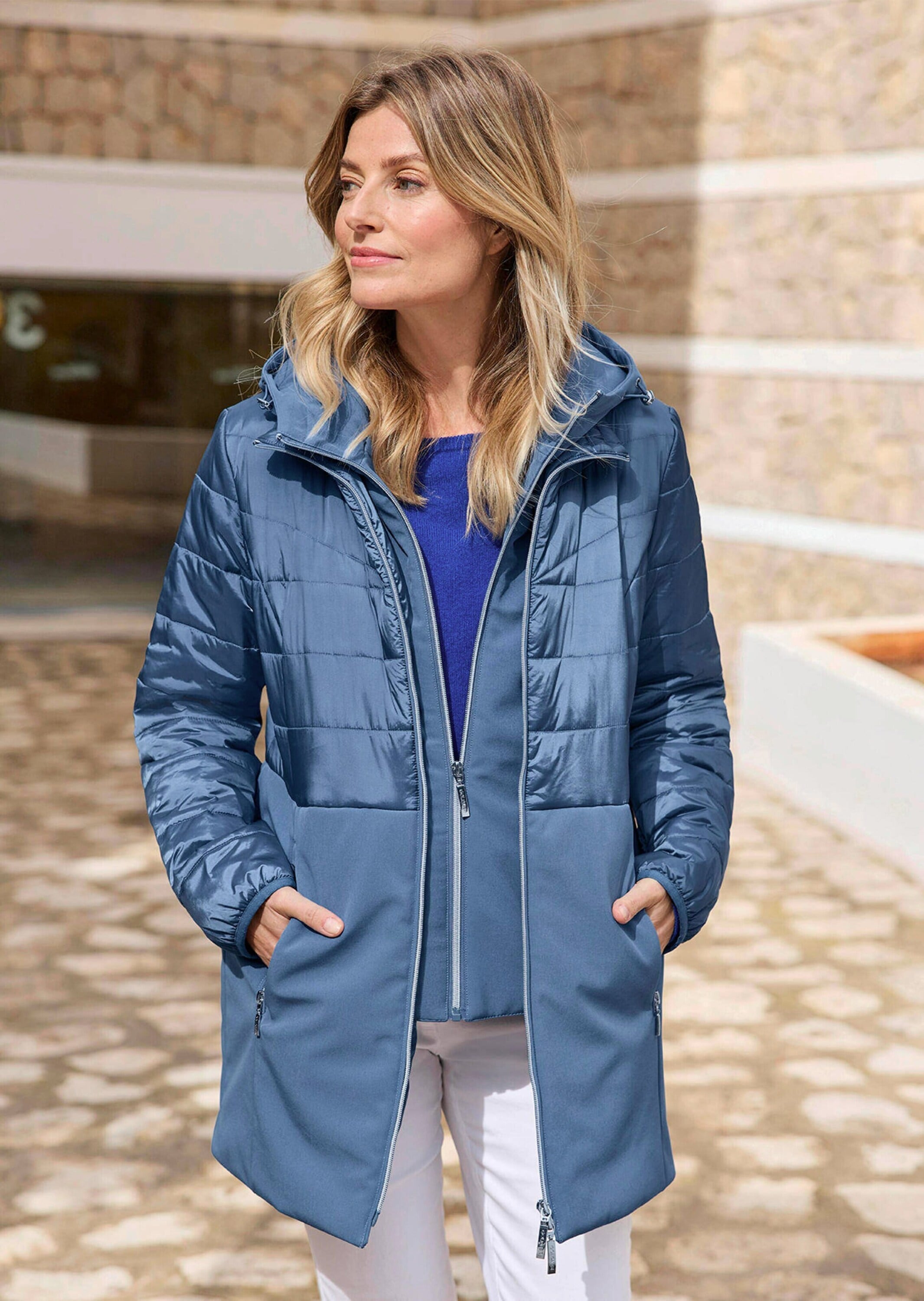 GOLDNER Langmantel »Steppmantel mit Softshell-Einsatz«