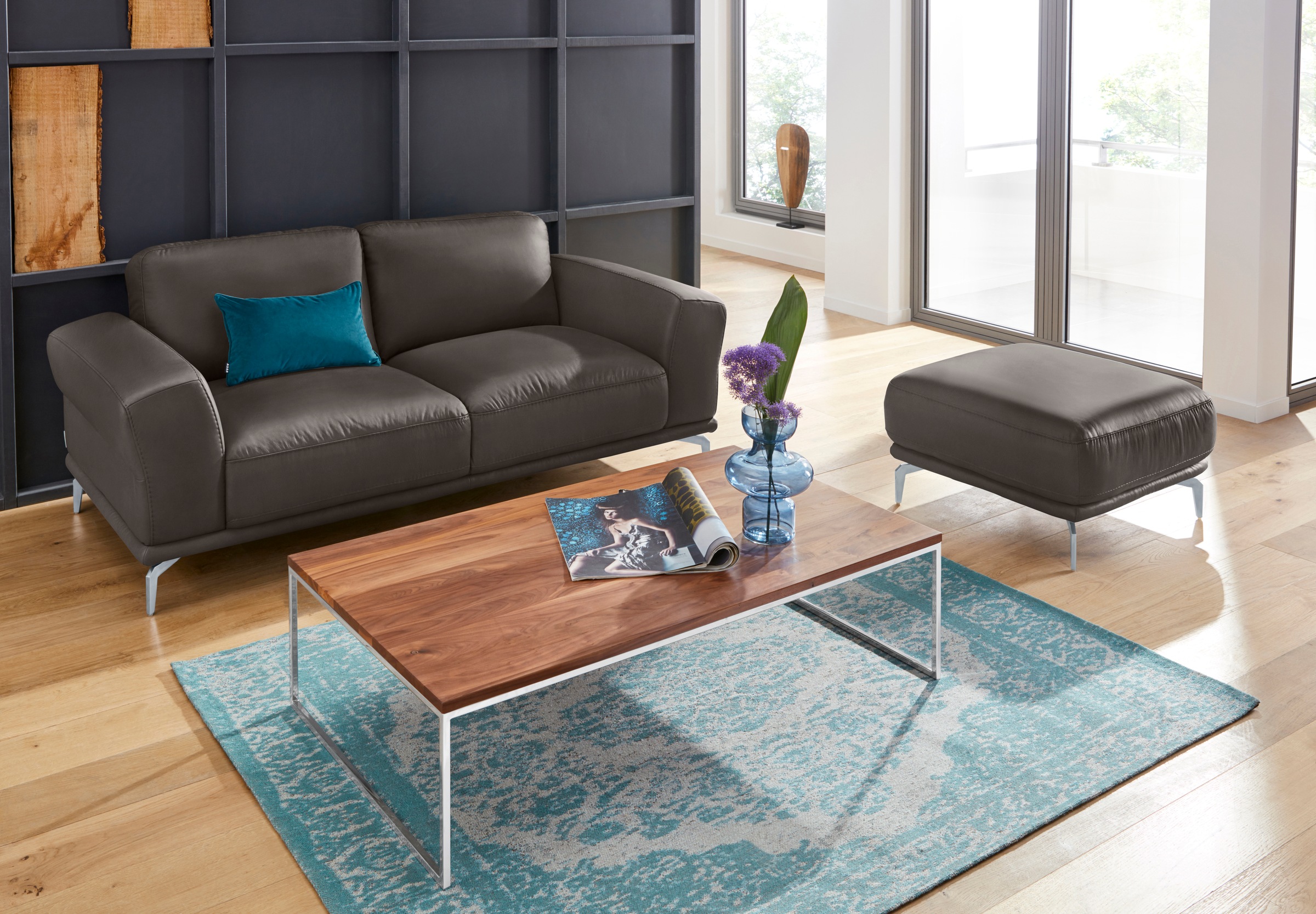 W.SCHILLIG Hocker »montanaa« mit Metallfüßen in Silber matt, Breite 71 cm