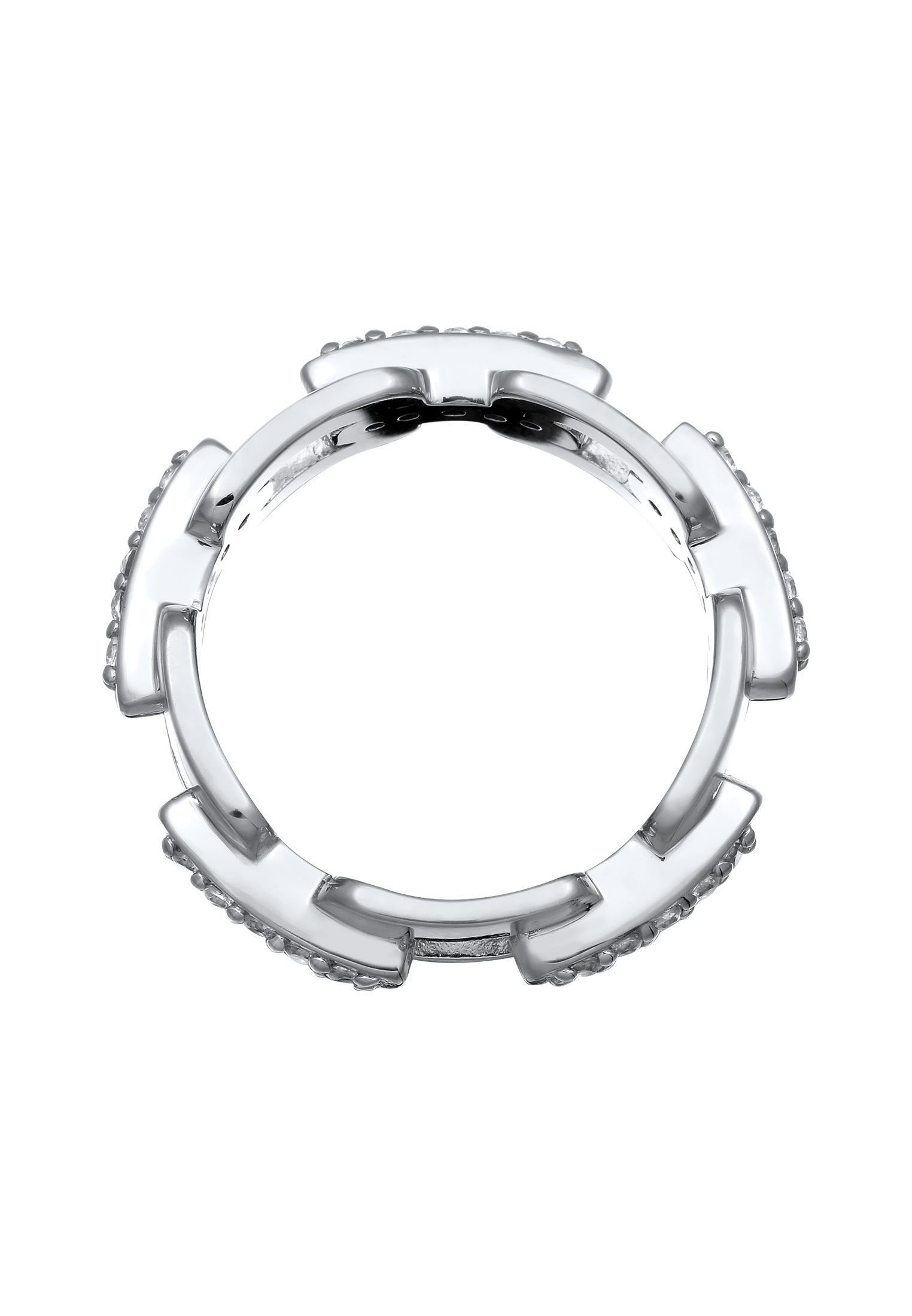 Kuzzoi Silberring »Ring Ketten Glieder Zirkonia Weiß 925 Sterling Silber«