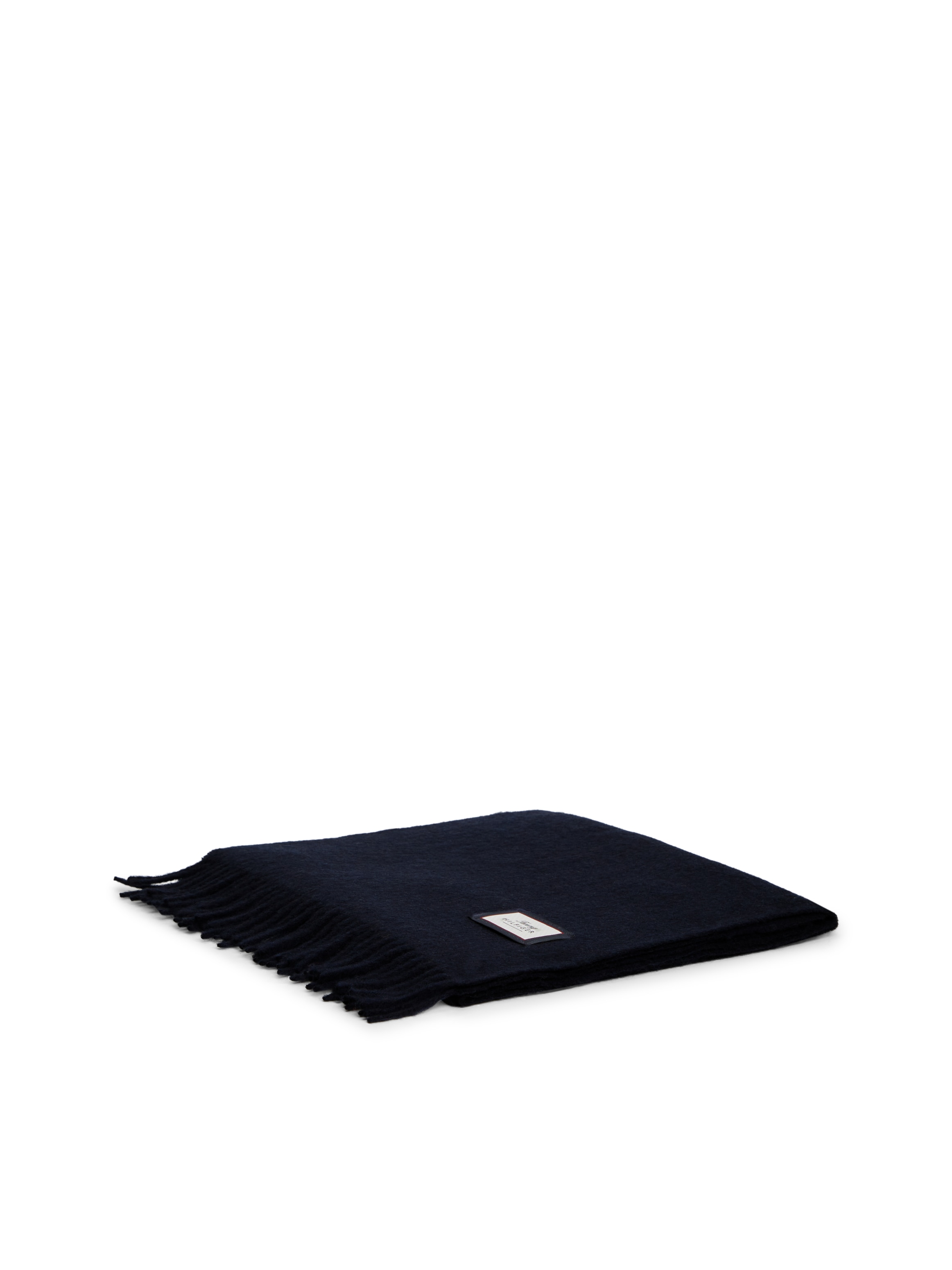 Tommy Hilfiger Wollschal aus reiner Wolle mit Logo und Fransen