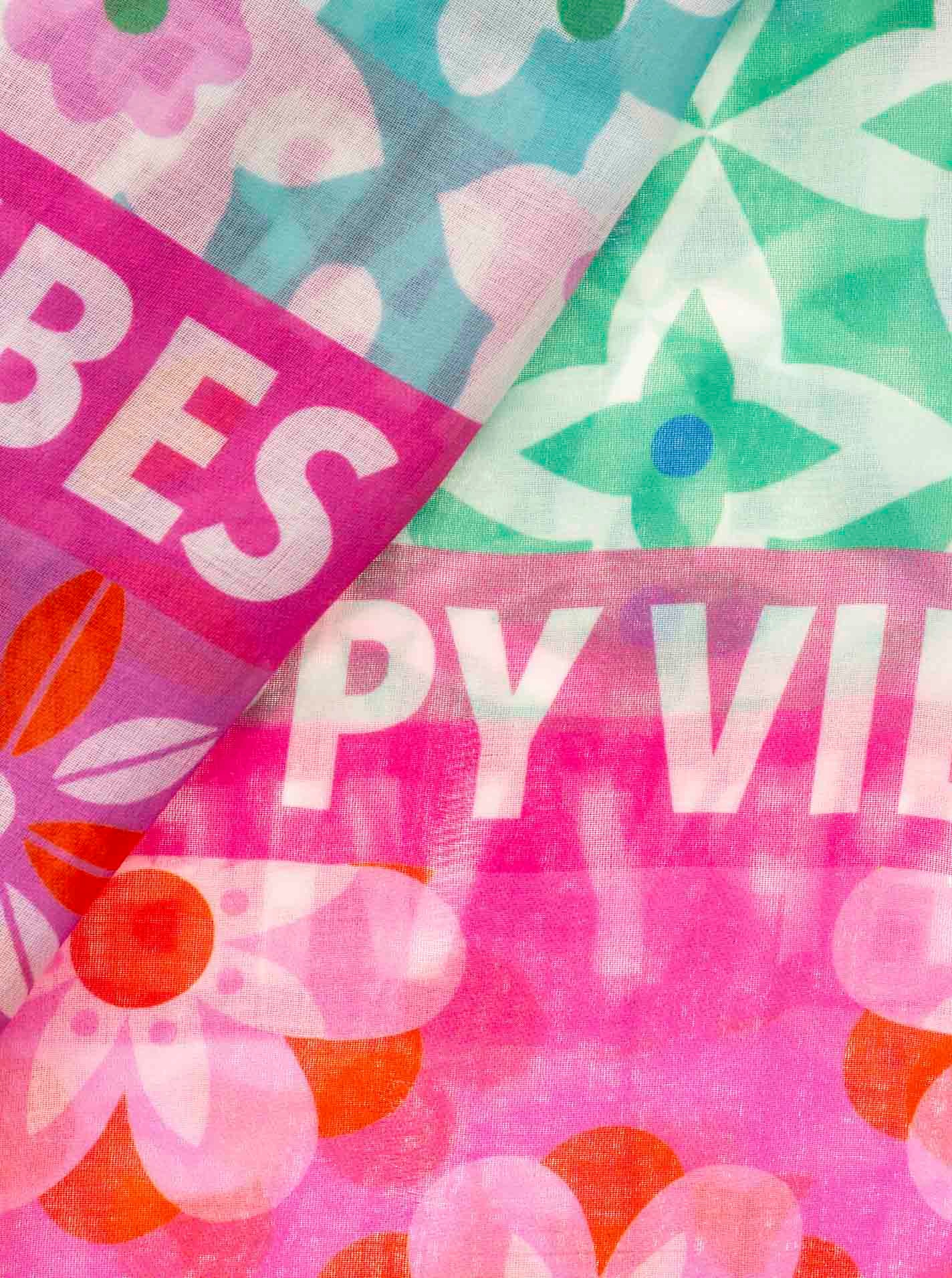 Zwillingsherz Schal »"Flower Block"« Florales Muster mit Schriftzug, transparent