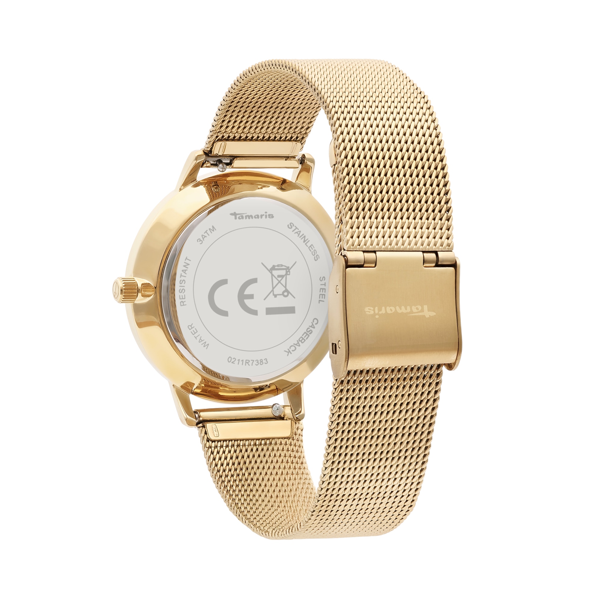 Tamaris Quarzuhr Armbanduhr, Damenuhr, Edelstahlarmband, analog, Zirkonia (synth.)