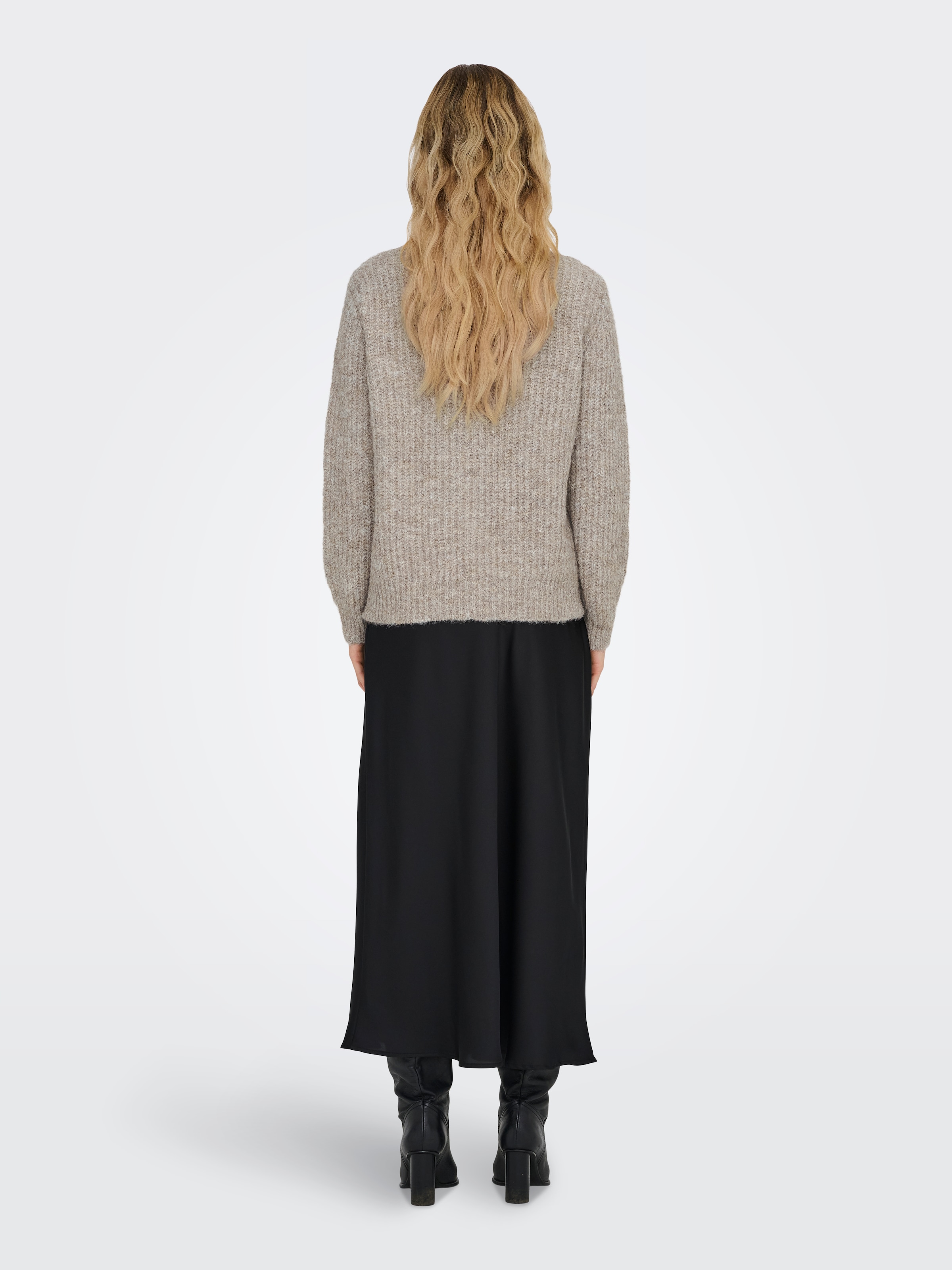 ONLY Rundhalspullover »ONLMAGGIE LIFE LS RIB ONECK CC KNT«, in Rippstrick mit Wollanteil