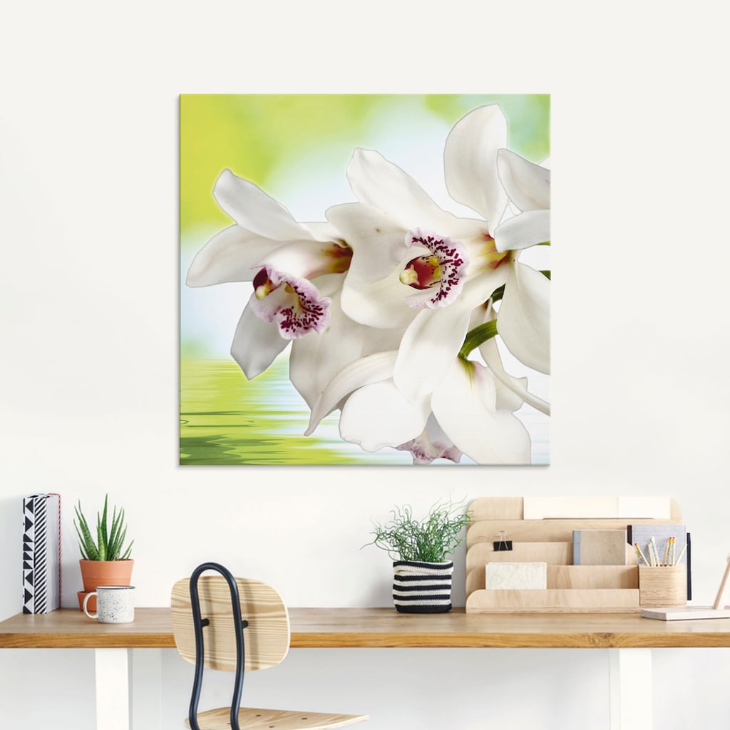 Artland Glasbild »Weiße Orchidee«, Blumen, (1 St.)