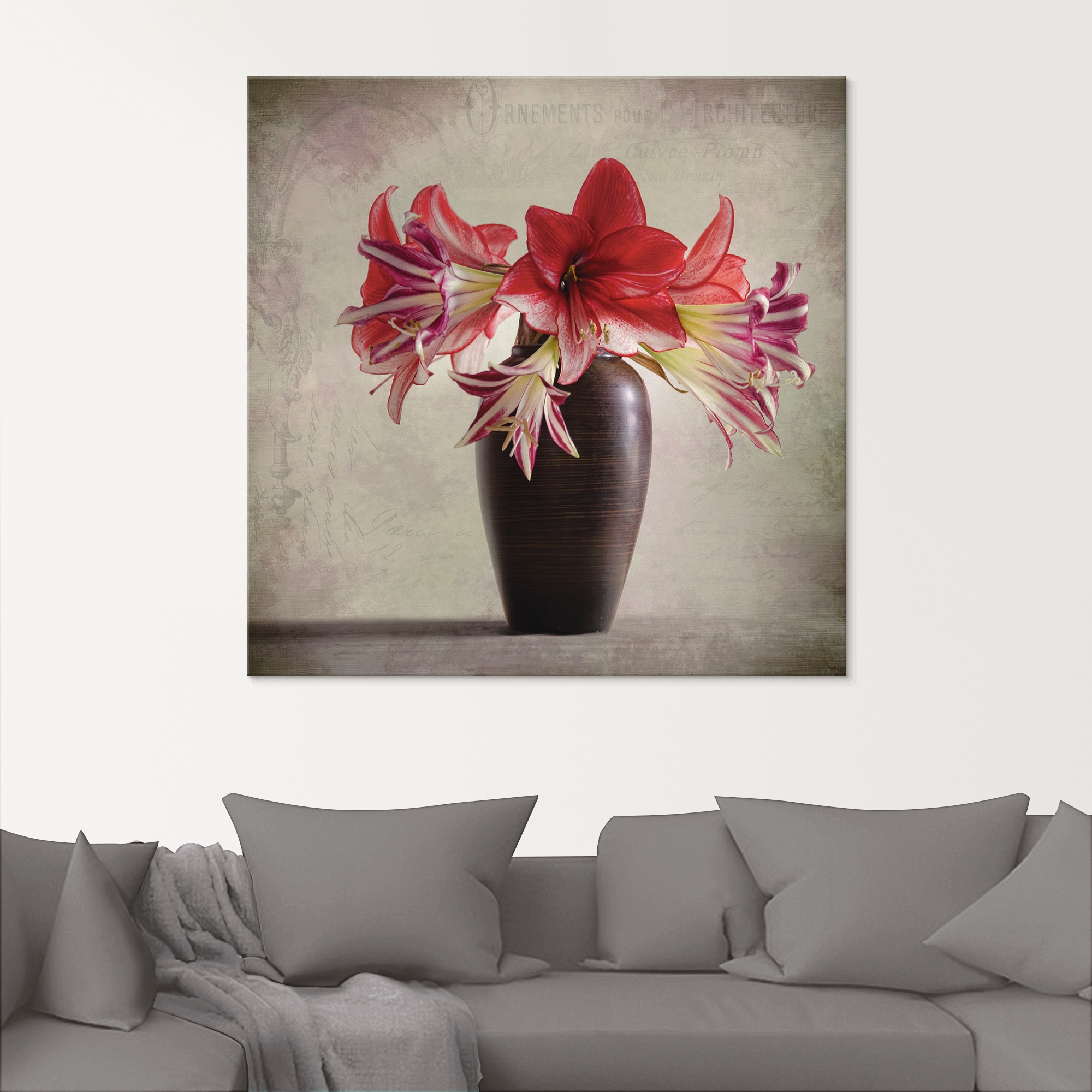 Artland Glasbild »Amaryllis Vintage II«, Blumen, (1 St.), in verschiedenen Größen