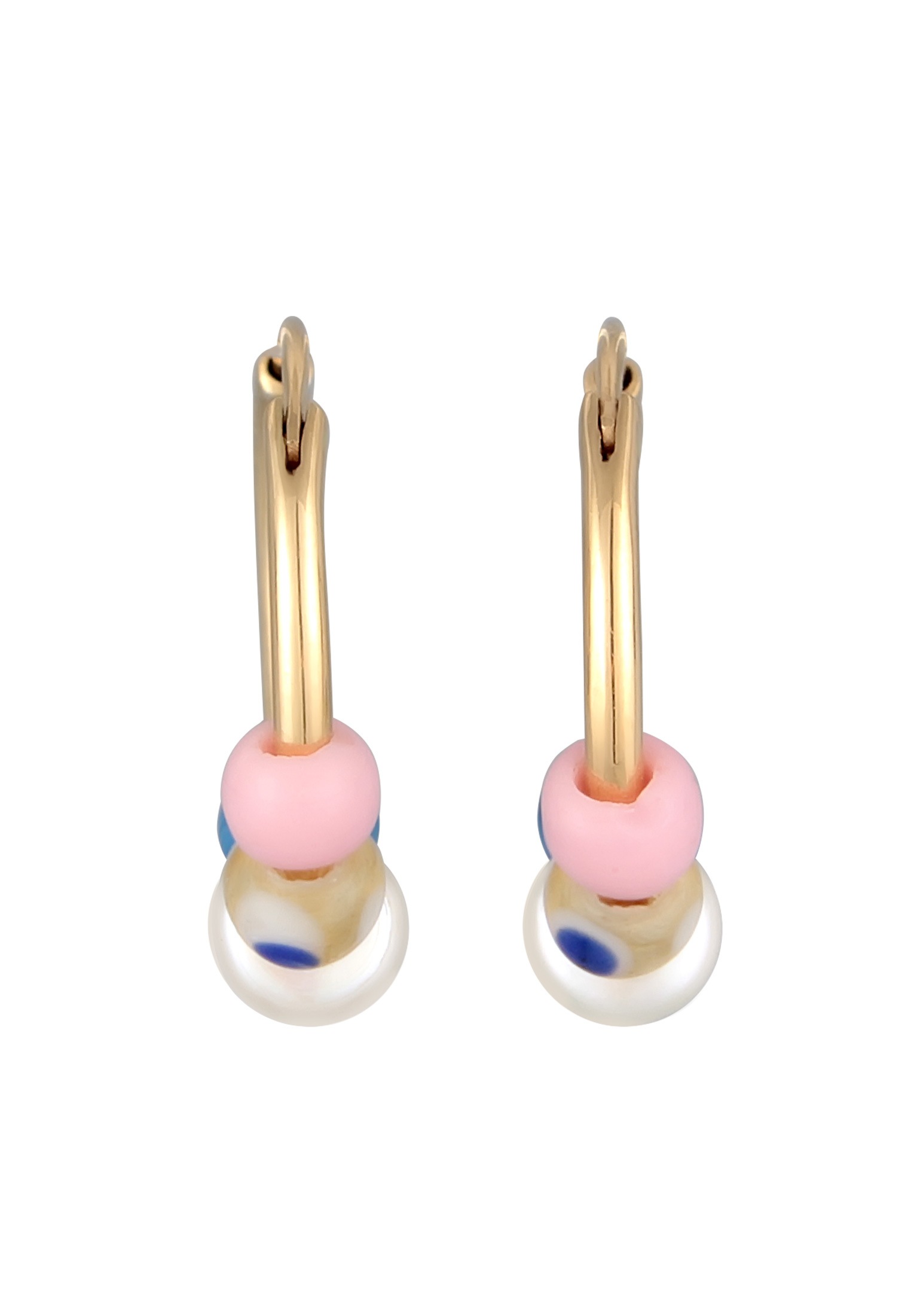 Elli Premium Paar Creolen »Ohrringe Creolen Glas Perlen Bead 925 Silber vergoldet«