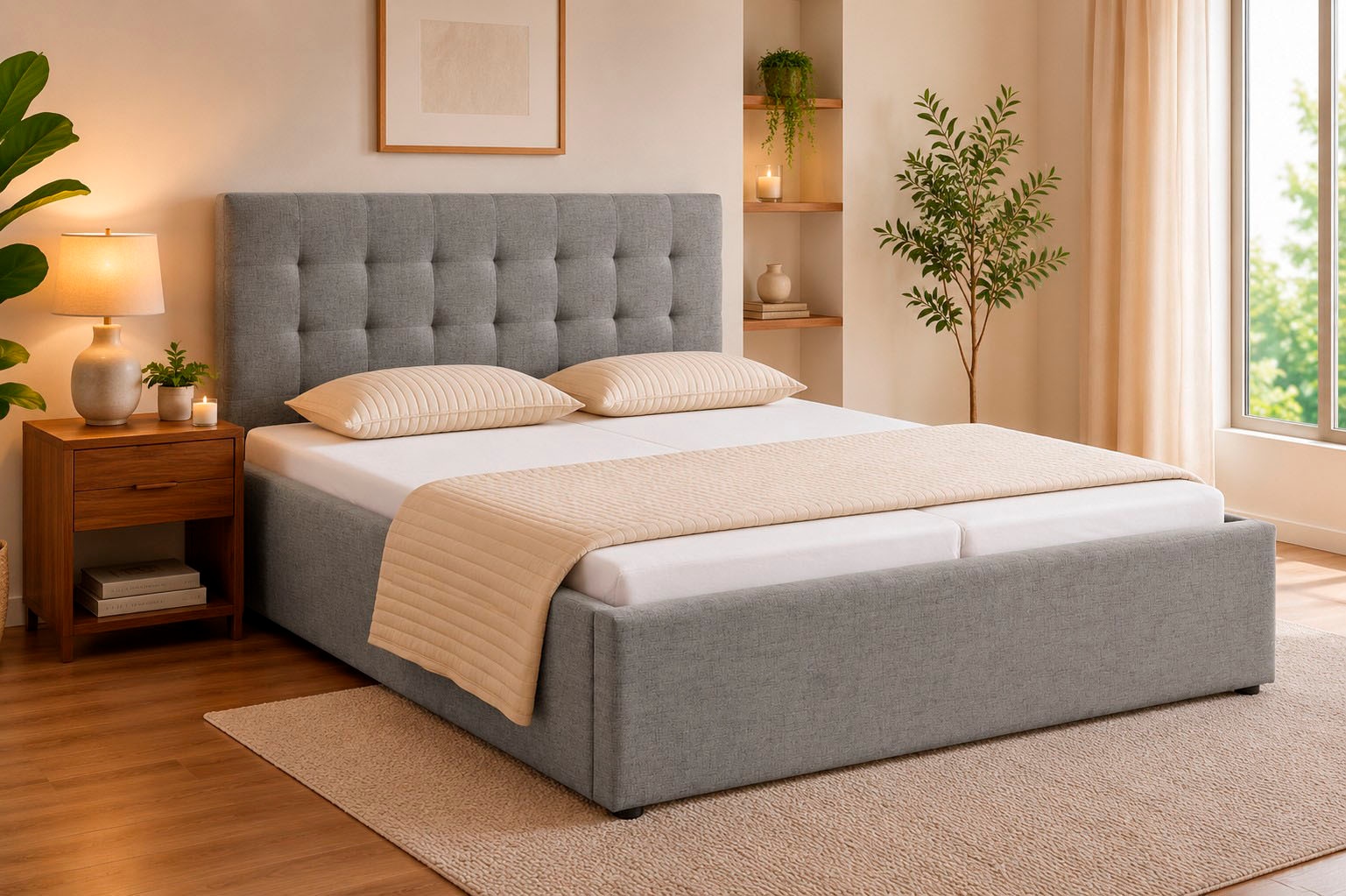 OTTO home Polsterbett »Hamar, Knopfsteppung im Kopfteil, bis 250 KG belastbar« 3 Breiten: 100cm/ 140cm/ 180cm,  in verschiedenen Größen und Stoffen und Farben