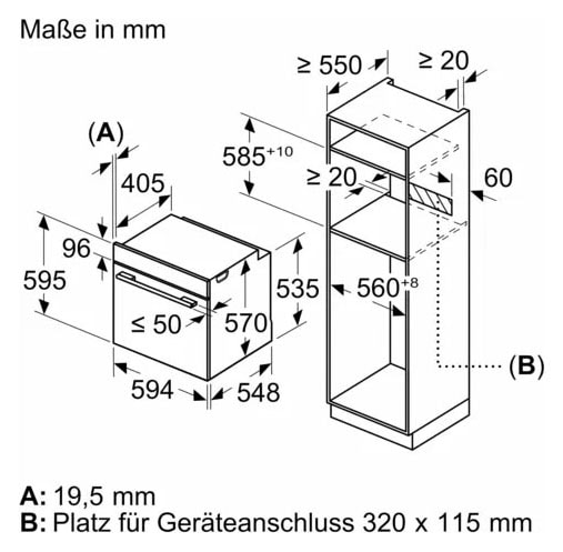 BOSCH Einbaubackofen Serie 6 »HRG5180S0«, mit 1-fach-Teleskopauszug, Hydrolyse
