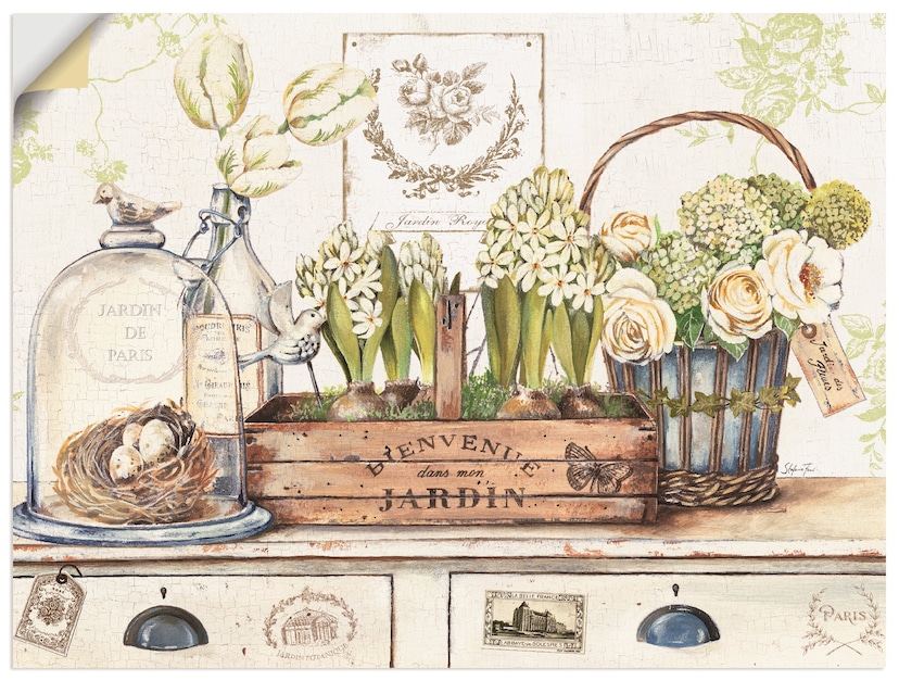 Artland Wandbild »Teezeit im Garten«, Größen Poster Garten, bei Leinwandbild, kaufen in OTTO als St.), Wandaufkleber oder (1 versch