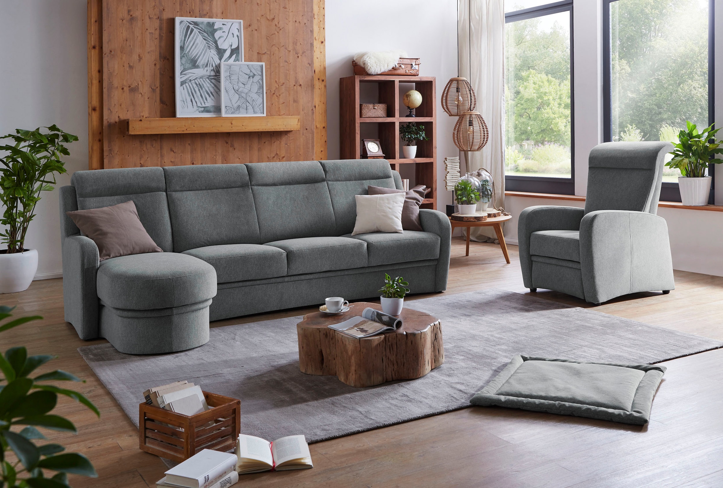 VILLA BECK Ecksofa »Varese L-Form«, (2 St.), Kopfteilverstellung, wahlweise mit Sitzvorzug, in Sitzhöhe 46 cm