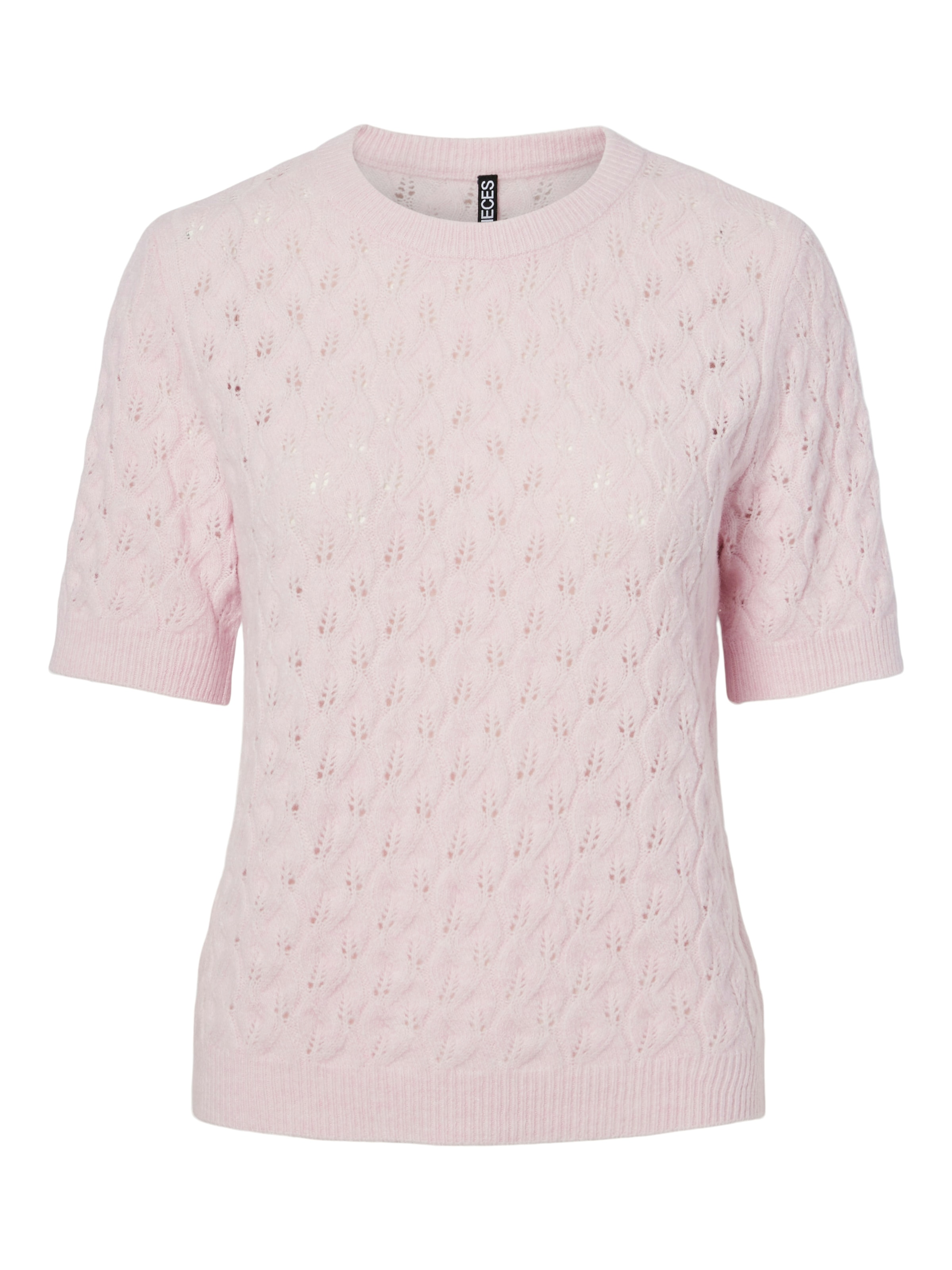 pieces Strickpullover »PCLELOU SS O-NECK KNIT NOOS BC« mit Ajourmuster