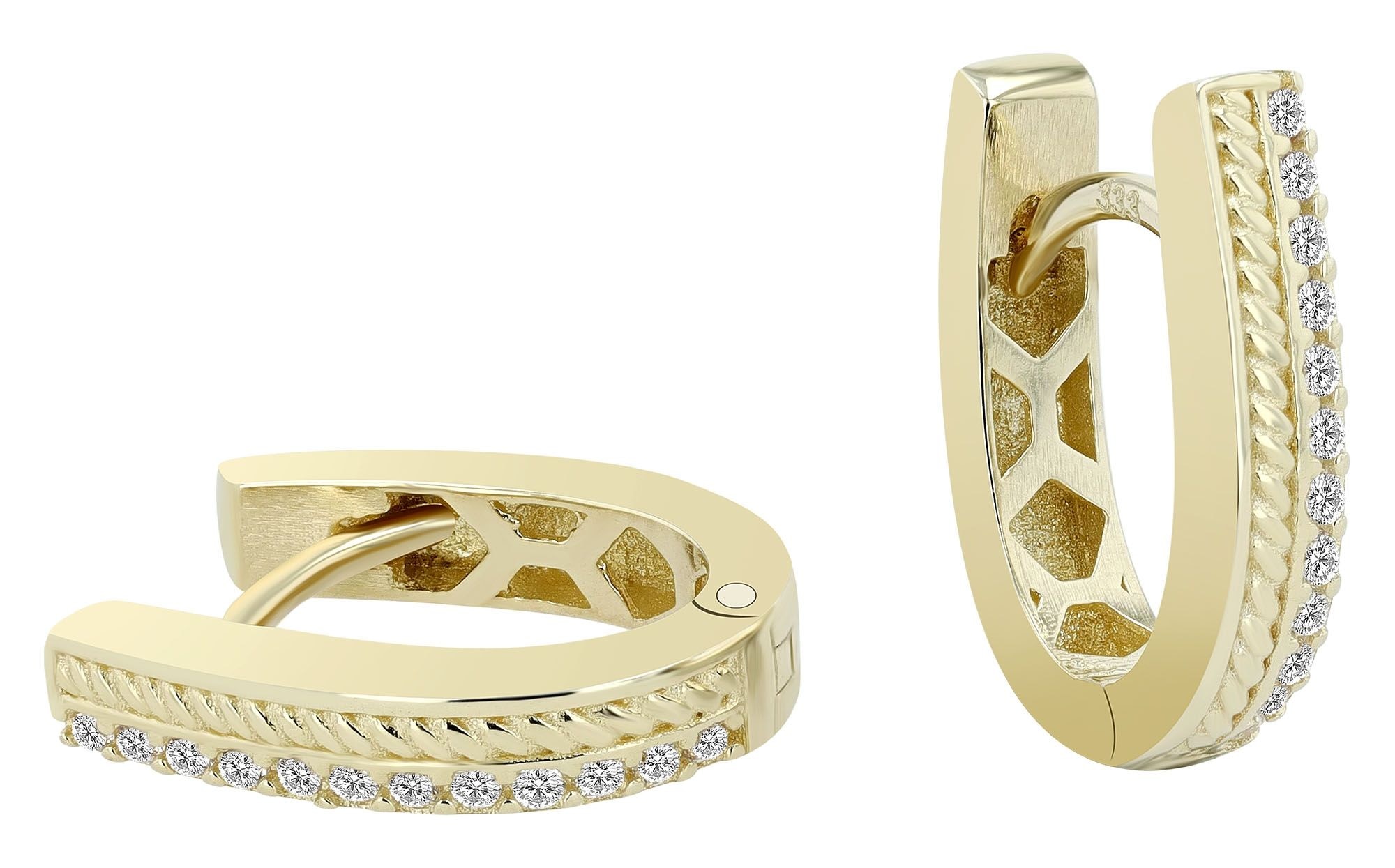 Adelia´s Paar Creolen »Damen Ohrringe ¿ Klappcreole aus 333 Gold mit Zirkonia«
