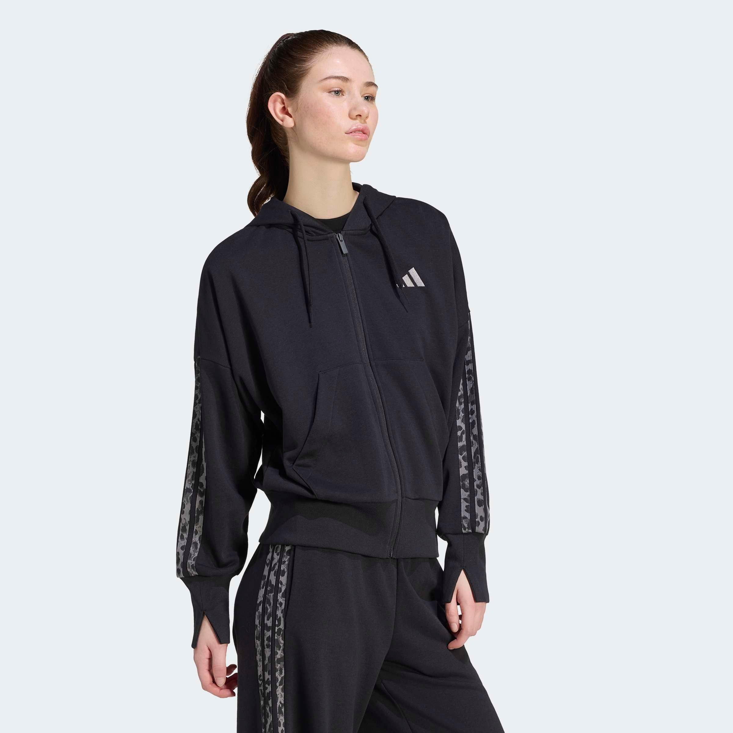 adidas Sportswear Kapuzensweatshirt »SEASONAL ESSENTIALS 3-STREIFEN, ANIMALPRINT«
