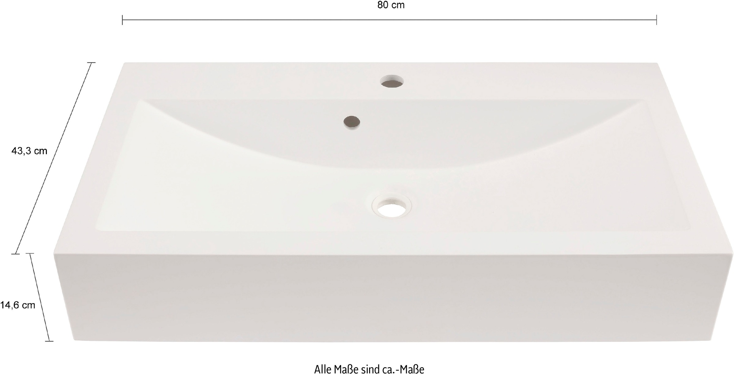 INOSIGN Badmöbel-Set »Riga, 3 teilig, inklusive Keramik-Aufsatzwaschbecken, bestehend aus:«, (Set, 3 St.), Waschtisch-Set, Hängeschrank, Badspiegel