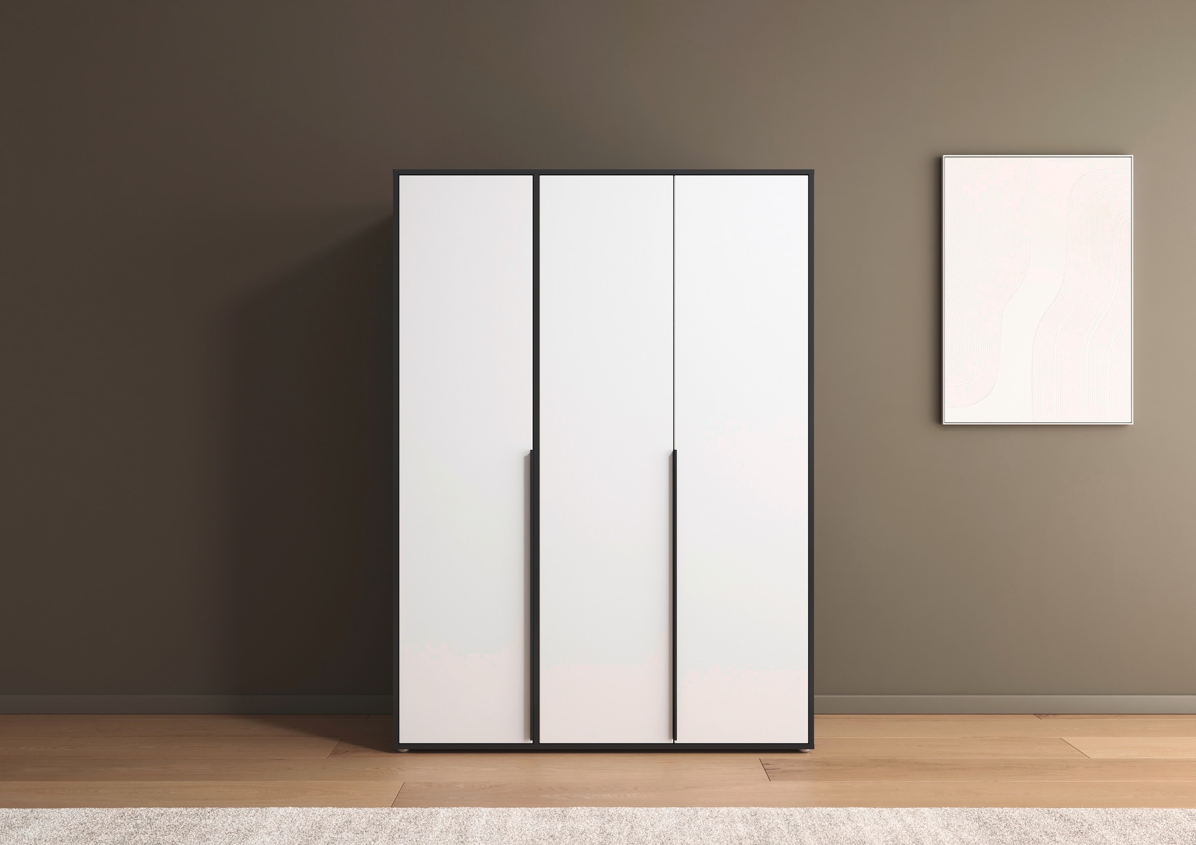 rauch Drehtürenschrank »Kleiderschrank Schrank Garderobe Wäscheschrank NAGATA viel Stauraum« in 3 verschiedenen Ausstattungen BASIC/CLASSIC/PREMIUM,  mit modernen Stangengriffen in Graumetallic TOPSELLER MADE IN GERMANY