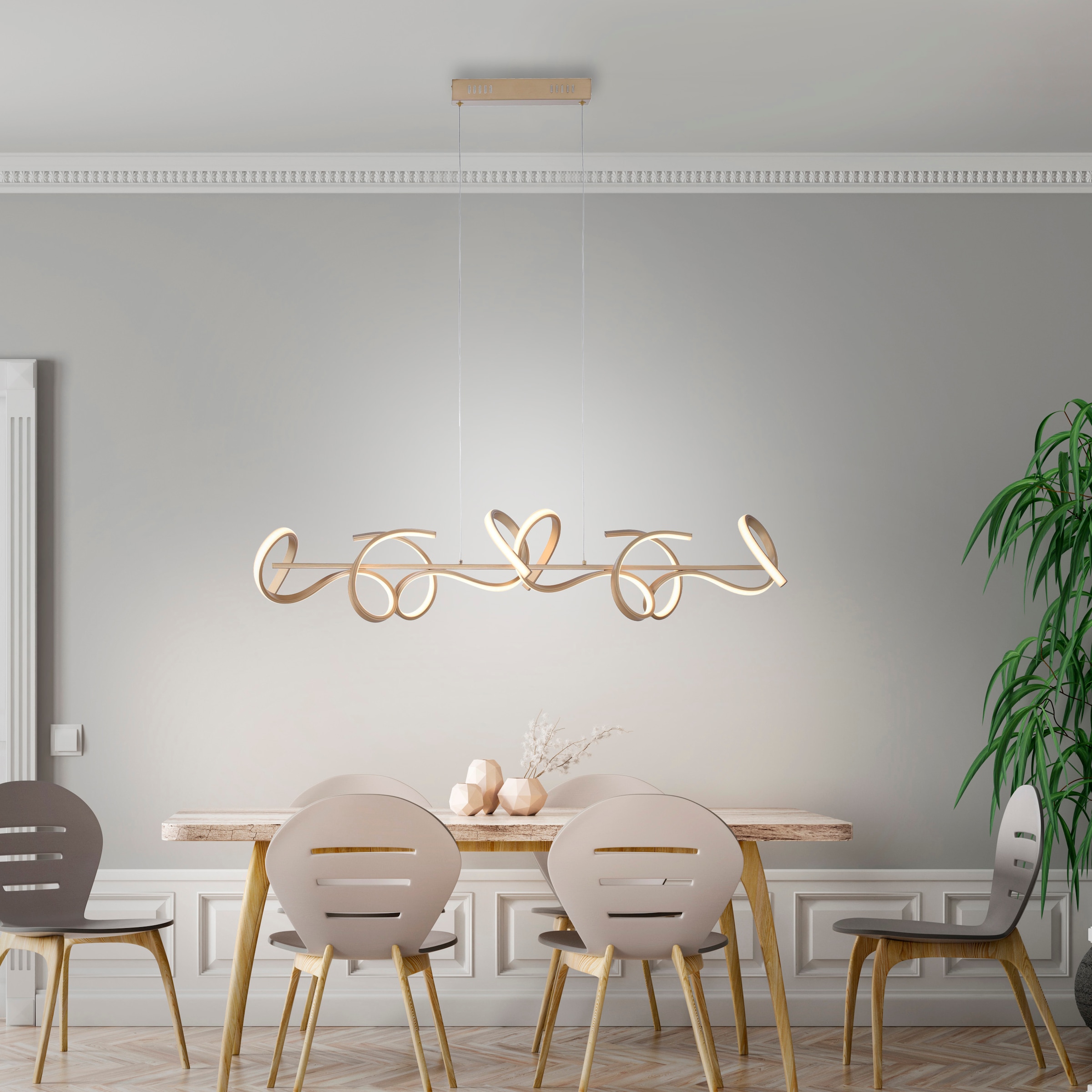 JUST LIGHT Pendelleuchte »CURLS«, 4 flammig, Leuchtmittel LED-Board | LED fest integriert, LED, dimmbar, Simply Dim, Memory, nach Trennung vom Netz