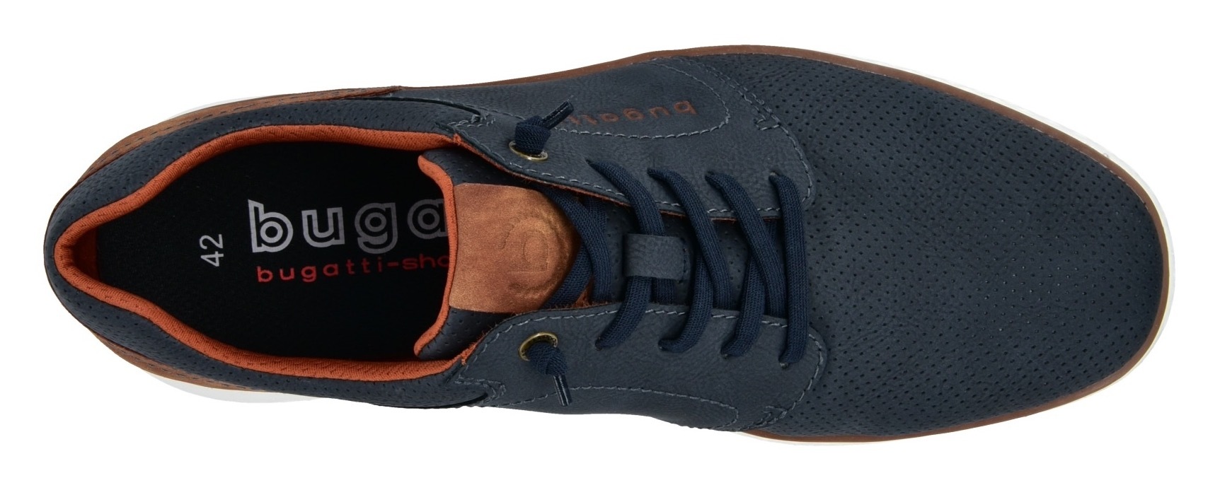 bugatti Slip-On Sneaker, Halbschuh, Freizeitsneaker mit Perforation, elastische Schnürsenkel
