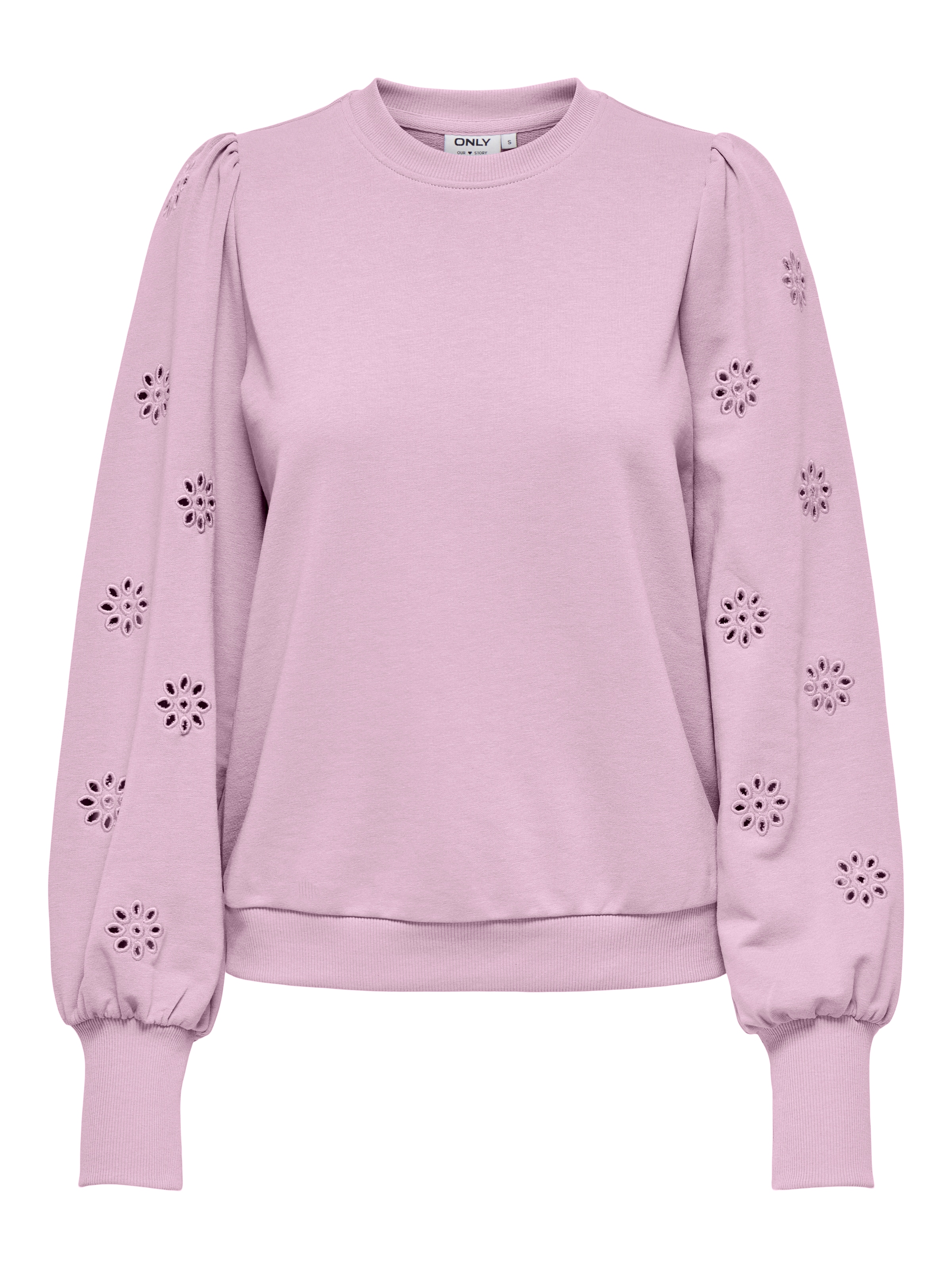 ONLY Sweatshirt »ONLFEMME L/S PUFF EMBROIDERY UB SWT«, mit Puffärmeln mit wunderschöner Lochstickerei

