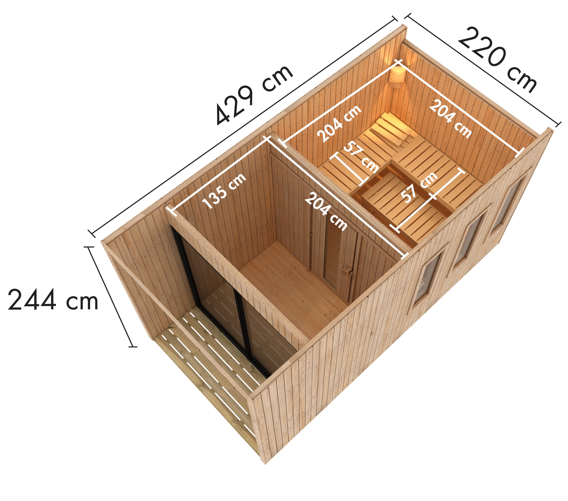 Karibu Saunahaus »»Matheo« naturbelassen« Set, 