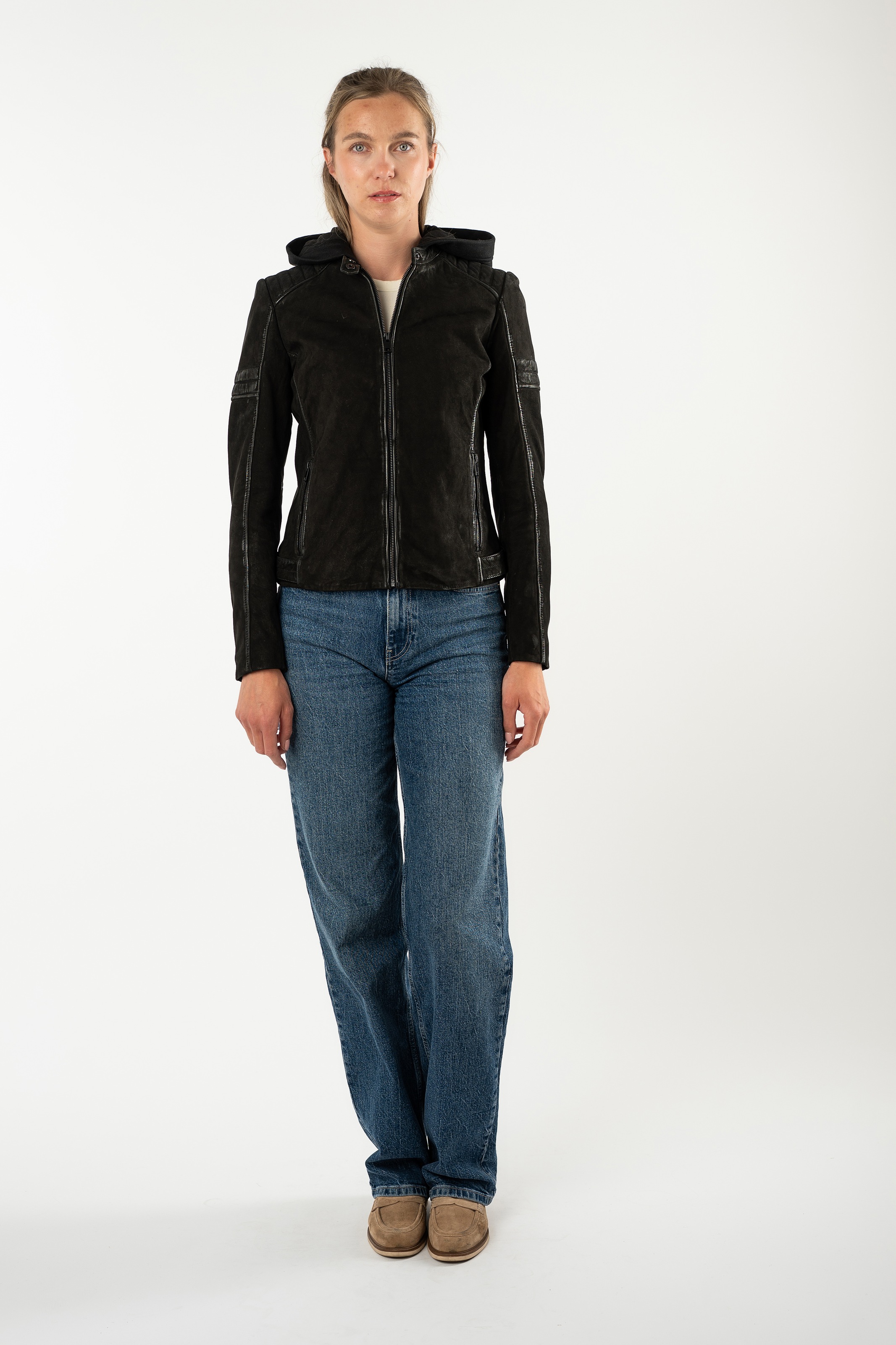 Mauritius Lederjacke »MWShary SF« mit Kapuze mit abnehmbarer Kapuze, Slim Fit