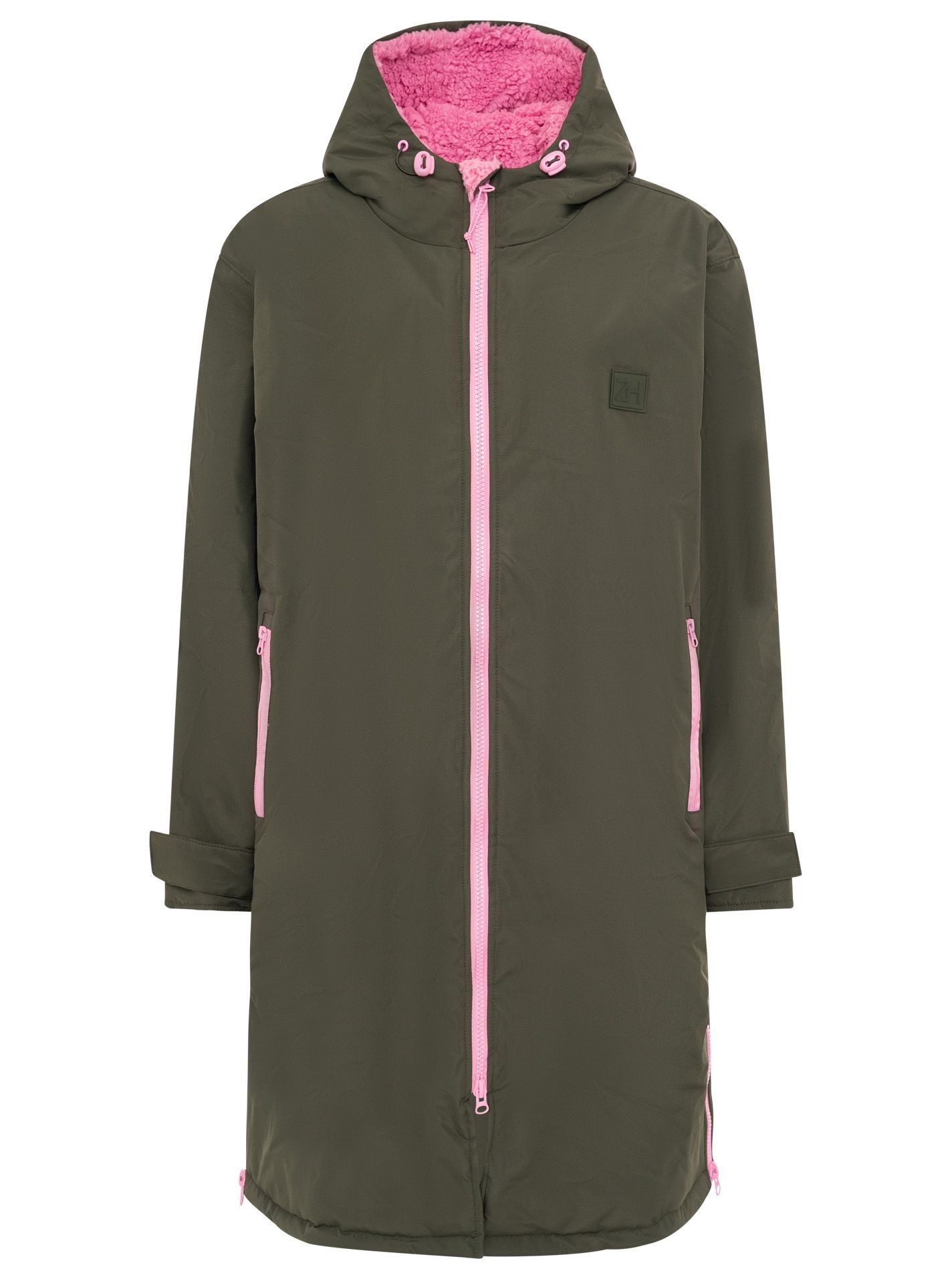 Zwillingsherz Kurzmantel »"Oversize Windjacke ZH"« seitliche Taschen, Kapuze, Reißverschluss, Teddy Futter