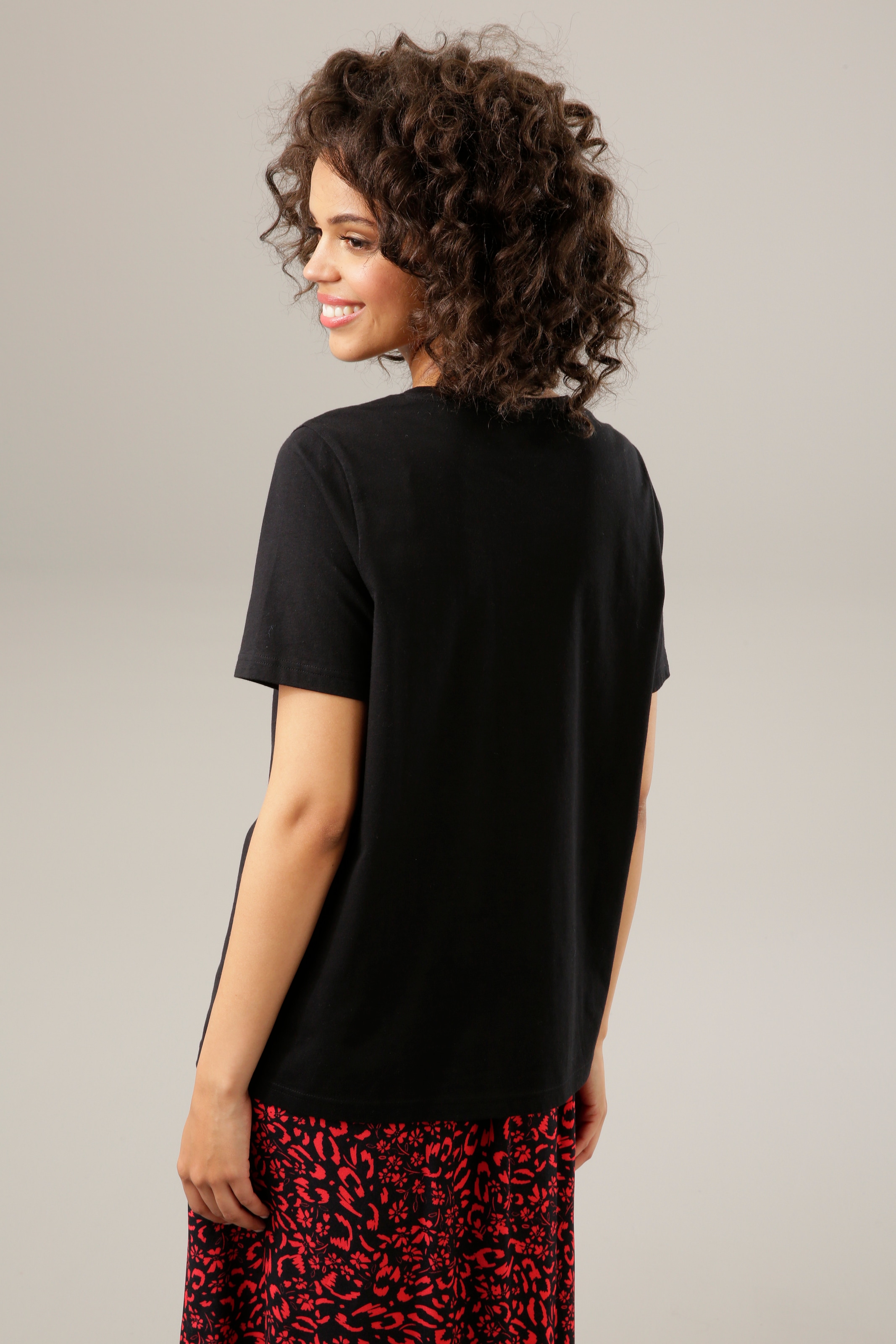 Aniston CASUAL T-Shirt, mit kunstvollem OTTO im Stickerei kaufen Kopf und Kordel Shop Online aus