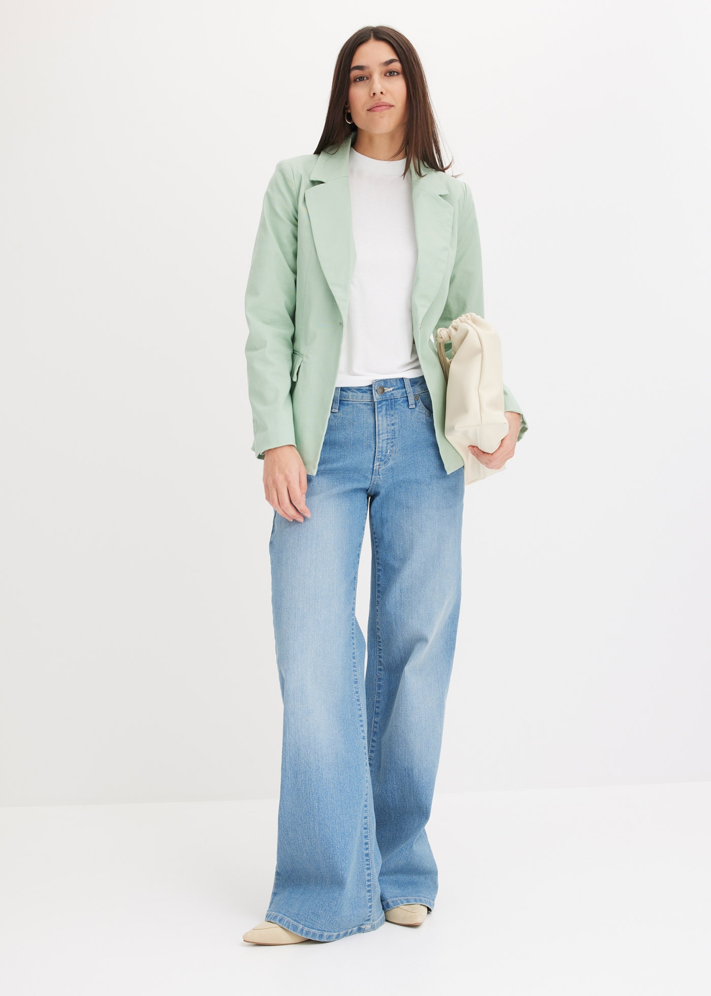 bonprix Weite Jeans Loose Fit, 5-Pocket-Style, Wide-Leg Jeans, Mid Waist