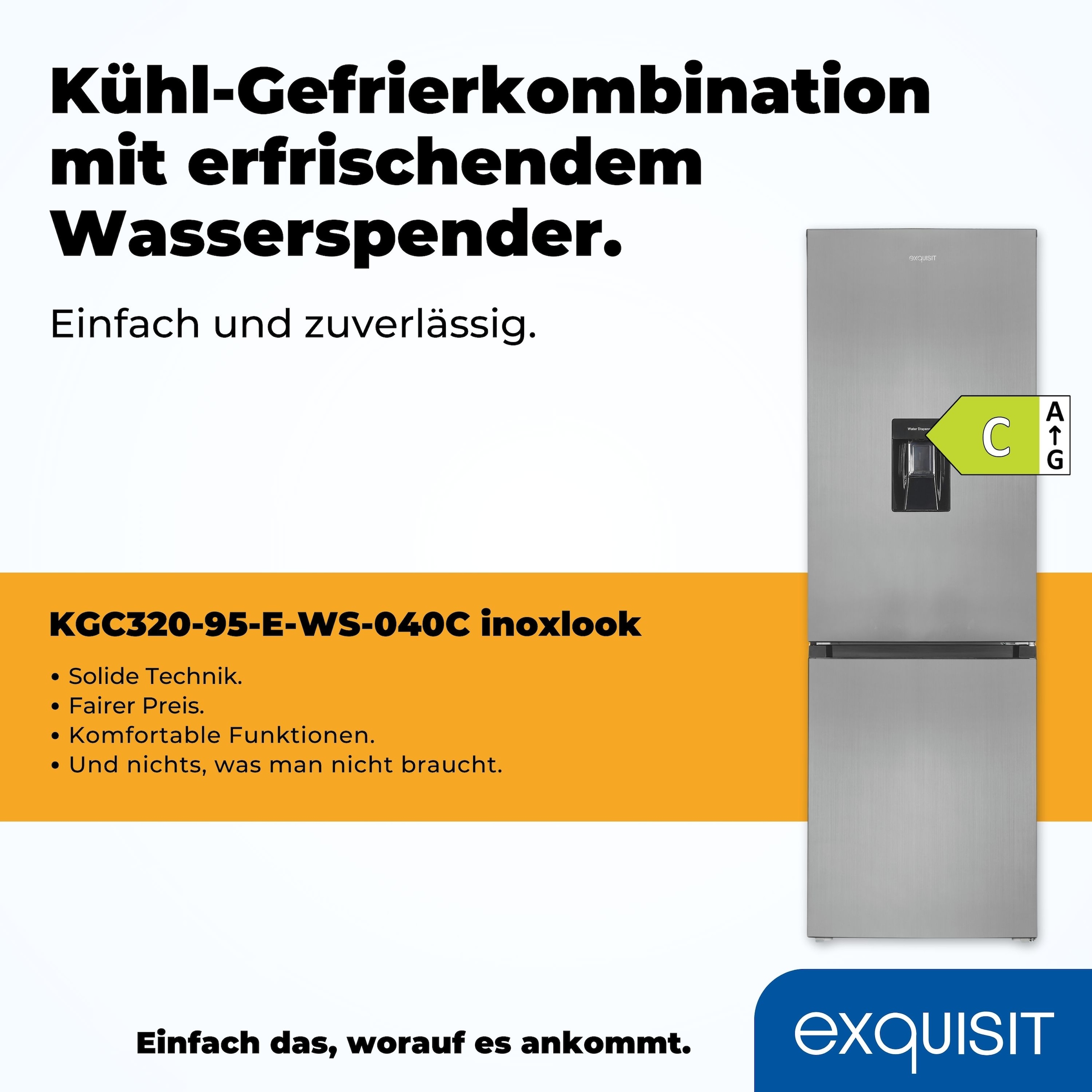 exquisit Kühl-/Gefrierkombination »KGC320-95-E-WS-040C«