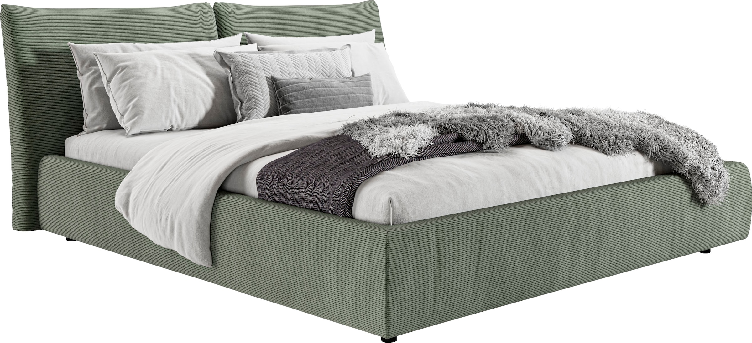 PLACES OF STYLE Polsterbett »Priora in 4 Breiten bis 200cm« auch in NaturLEDER, Cord, belastbar bis 280kg, auch Überlänge 220 cm