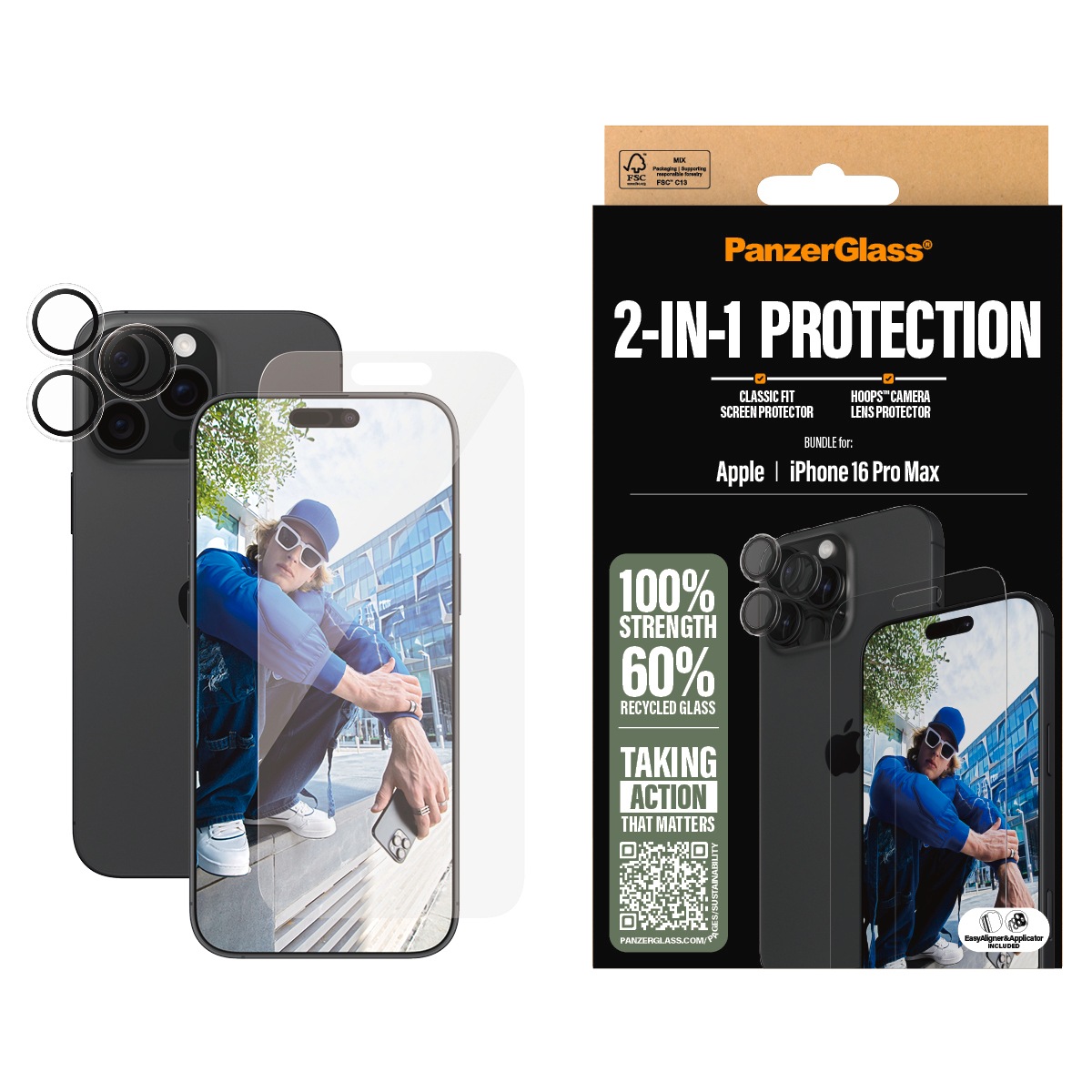 Displayschutzglas »2-in-1 Protection, Glass, Lens Protector«, für Apple iPhone 16 Pro...