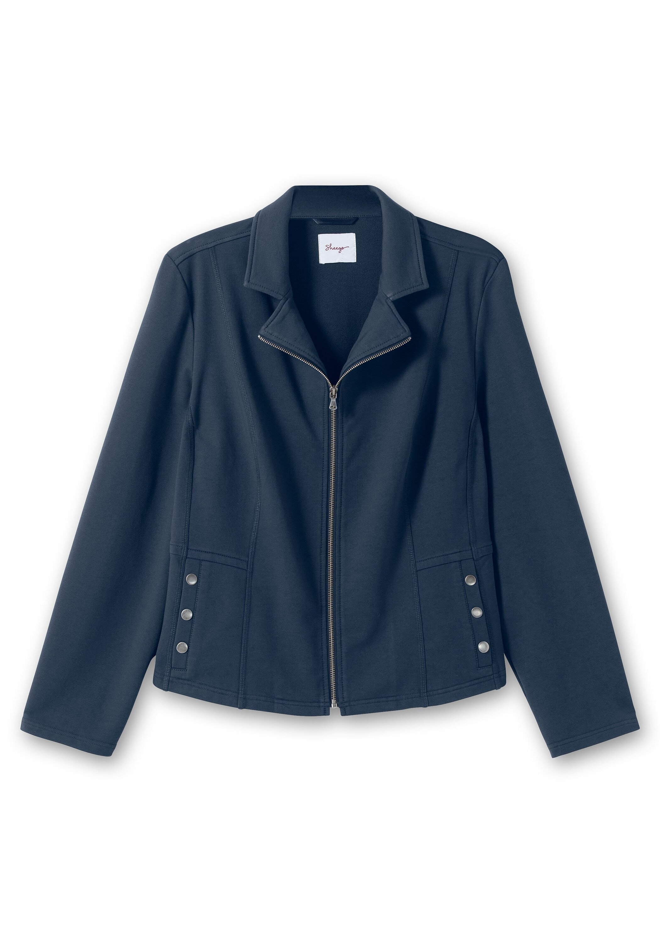 Sheego Sweatblazer »Kurzer Sweatblazer mit Reverskragen und Zierknöpfen«