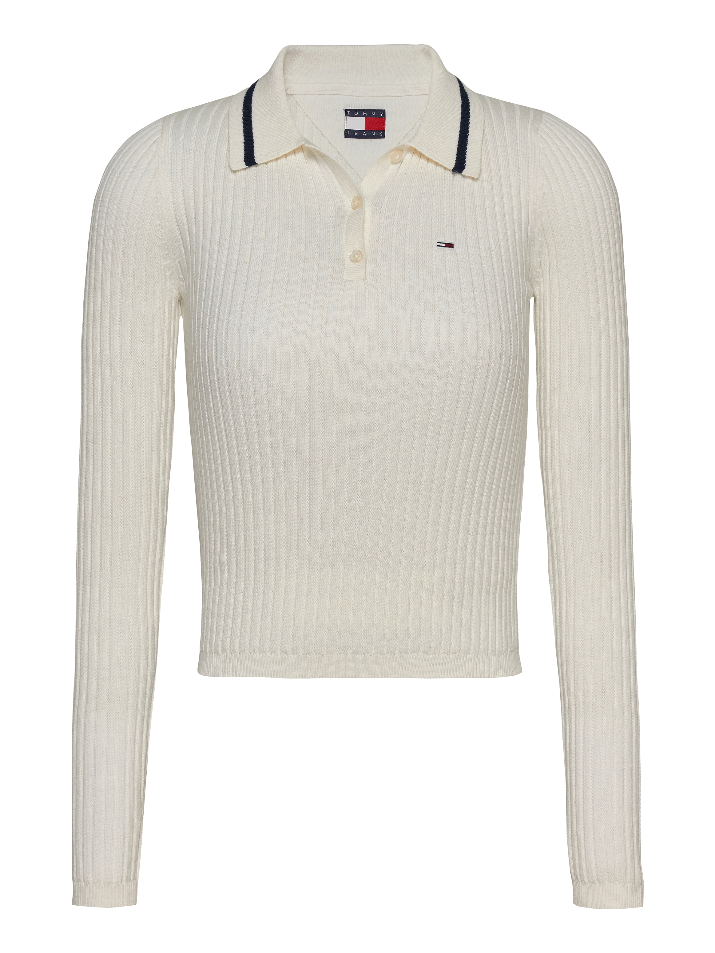 Tommy Jeans Polokragenpullover »TJW ESSENTIAL LS POLO SWEATER«, mit Logostickerei