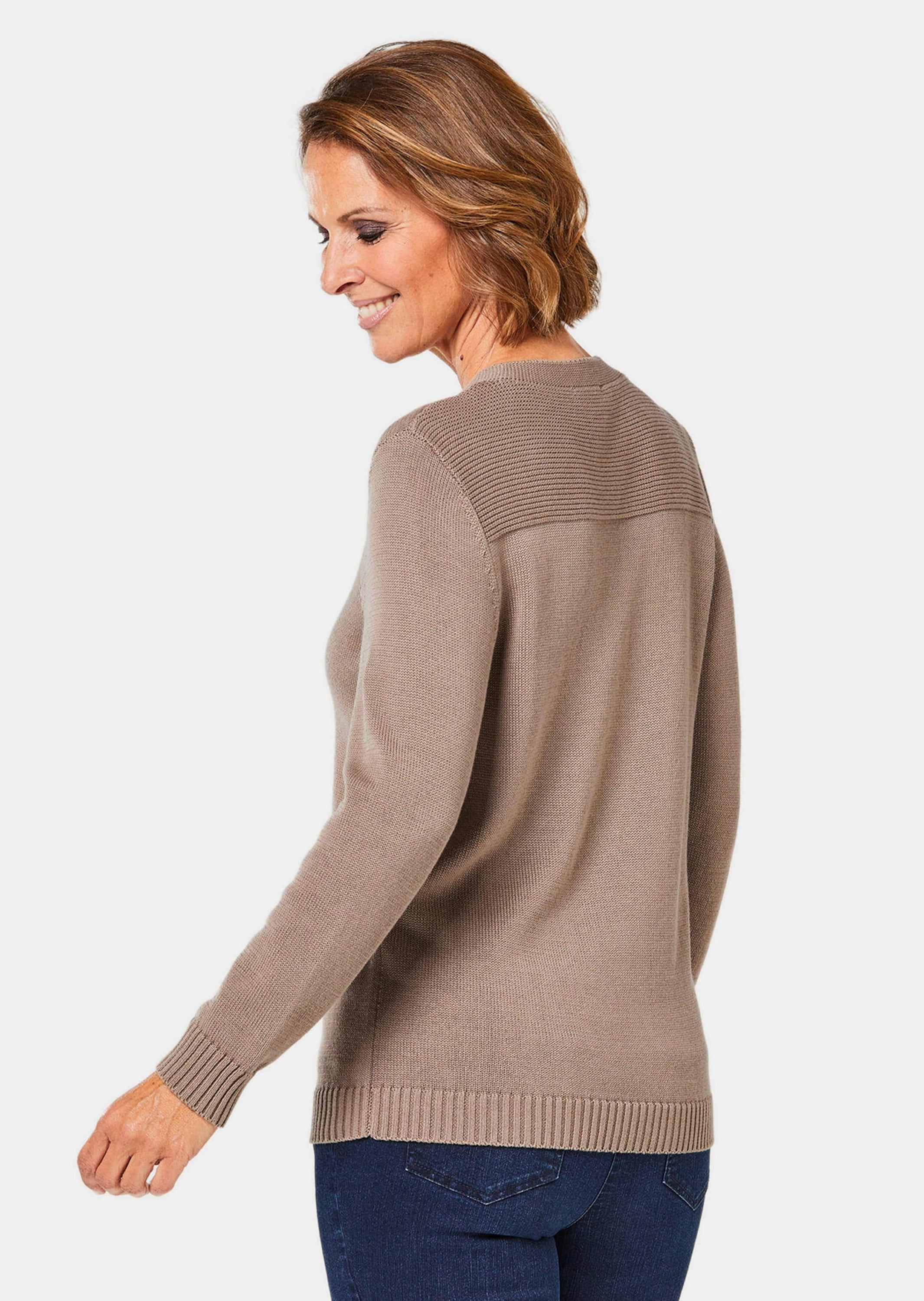 GOLDNER Strickpullover »V-Pullover mit Schmuckelement«