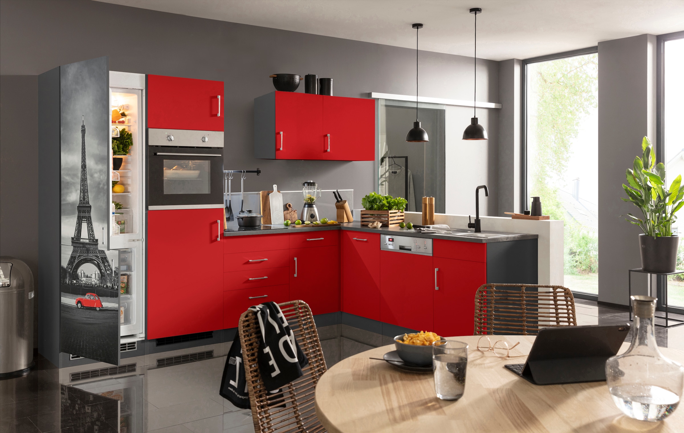 KOCHSTATION Winkelküche »KS-Paris«, ohne E-Geräte, Stellbreite 290/220 cm