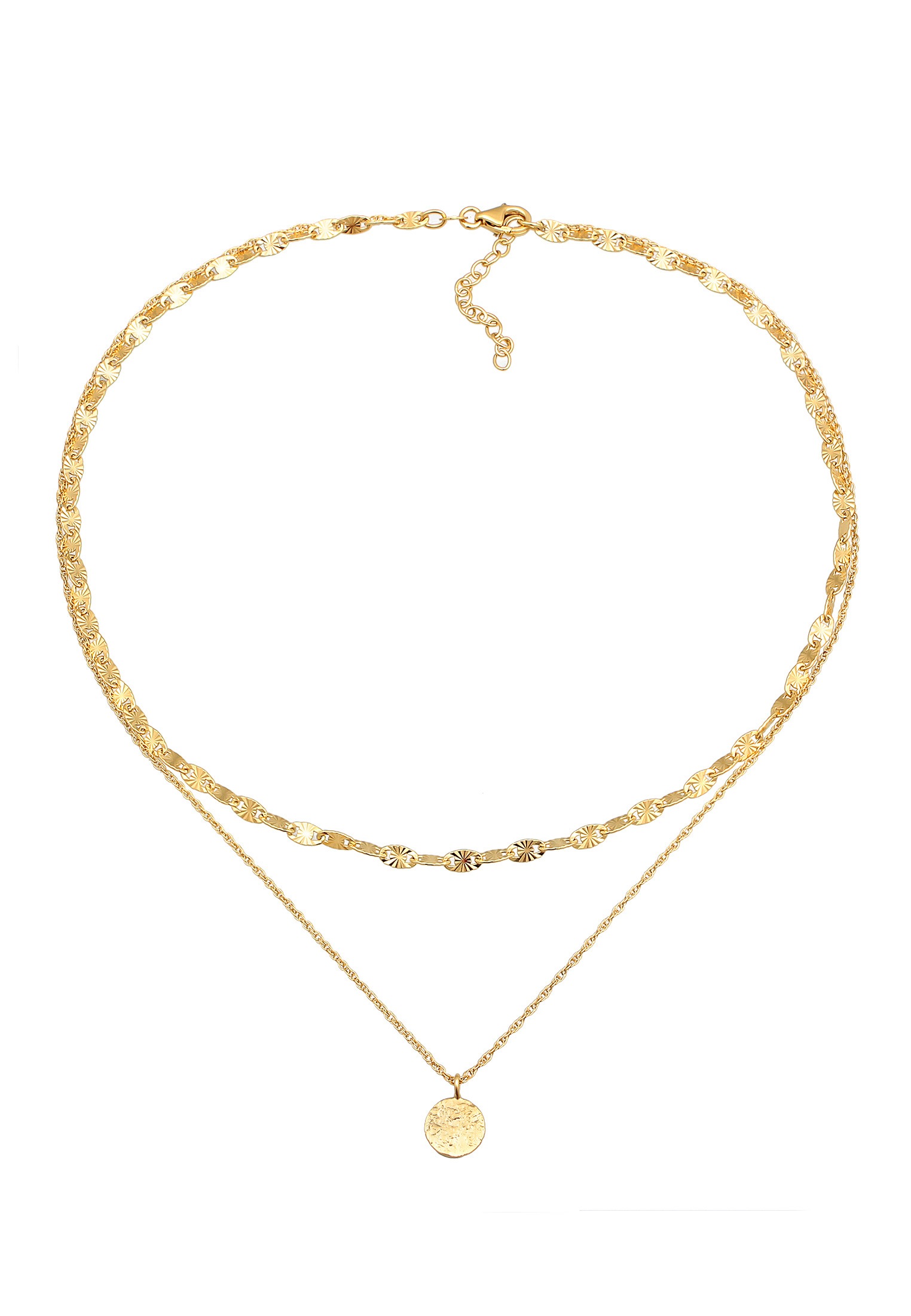Elli Silberkette »Halskette Choker Layer Vintage Plättchen Anhänger 925 Silber«
