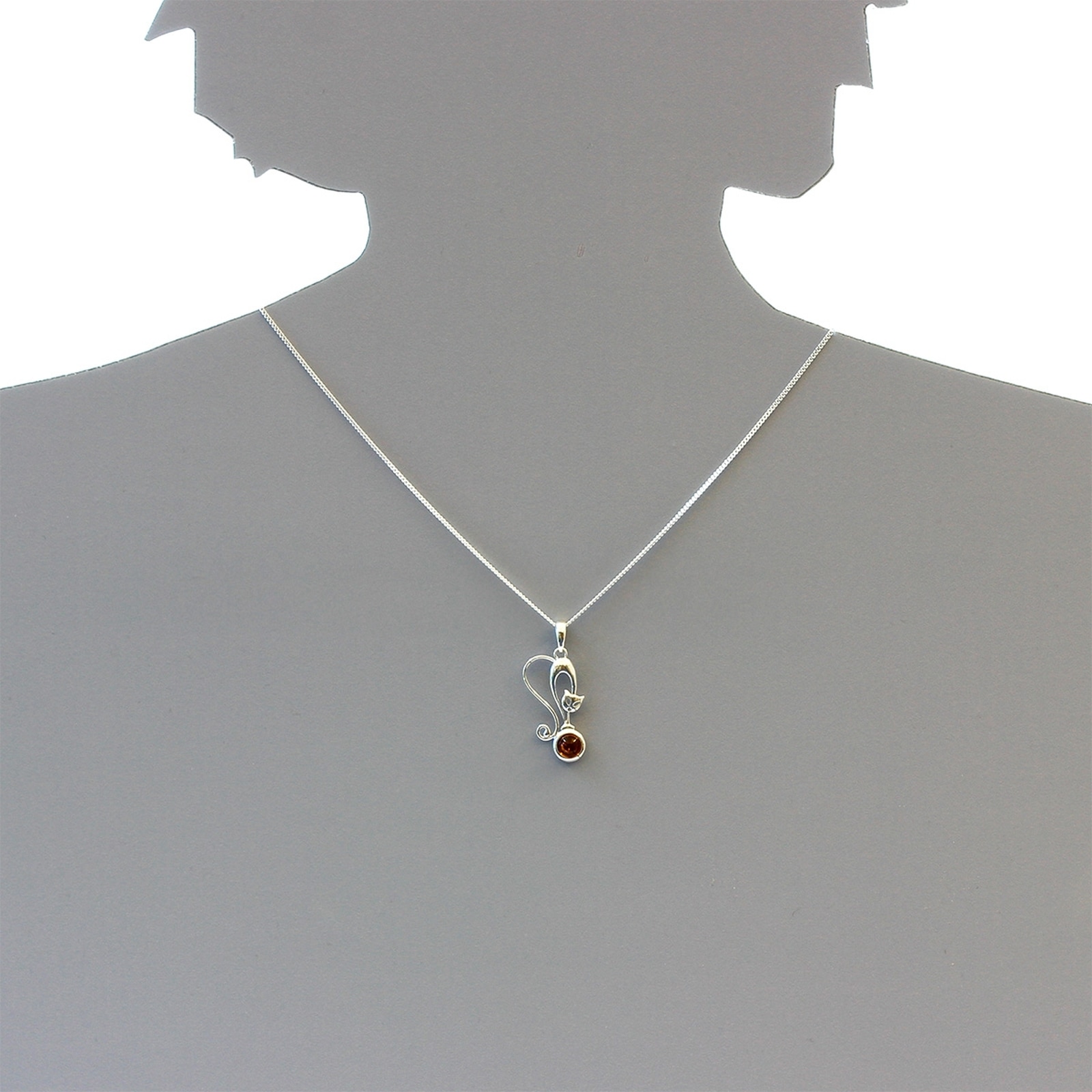 OSTSEE-SCHMUCK Kette mit Anhänger »- Katze - Silber 925/000 - Bernstein«